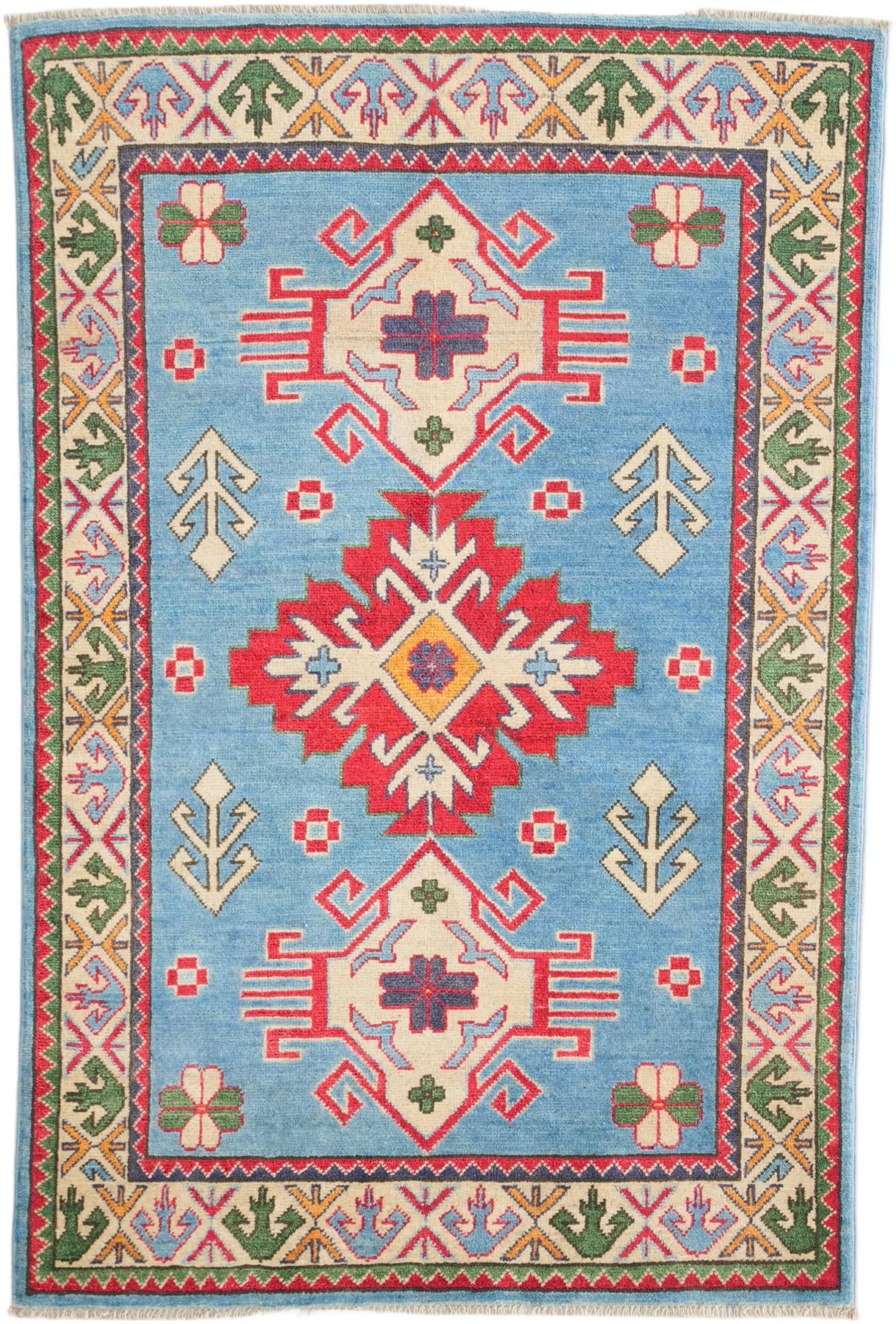 3' 4 x 4' 11 Hand Knotted Kazak Rug