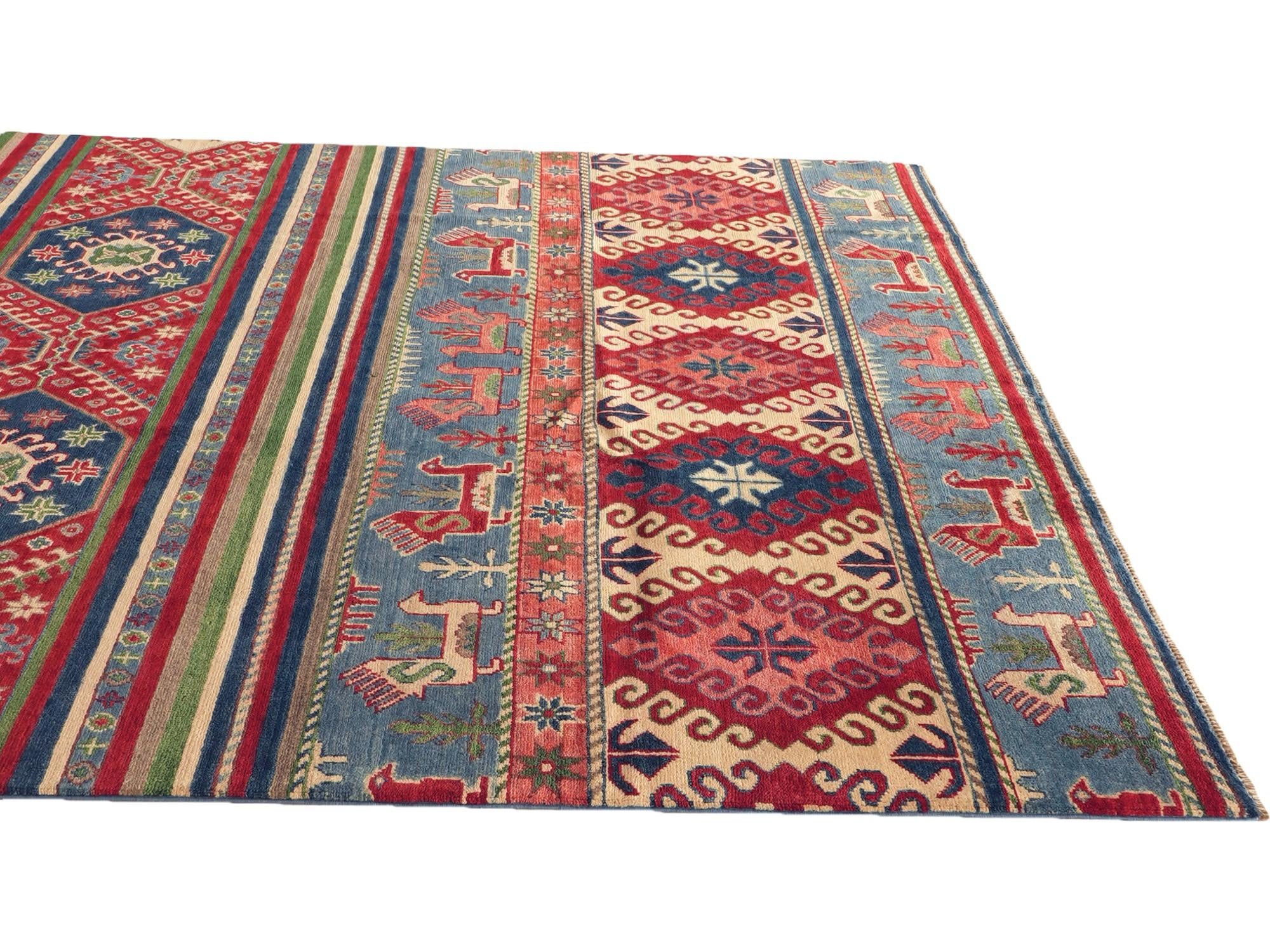 Detail image 6 of 9: 6' 9 x 9' 10 Hand Knotted Kazak Rug