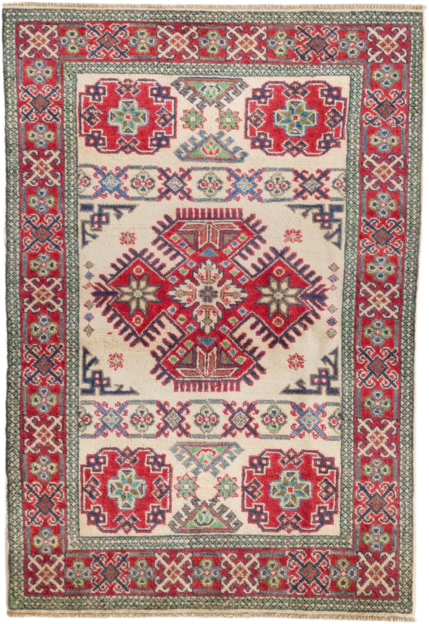 3' 5 x 4' 11 Hand Knotted Kazak Rug