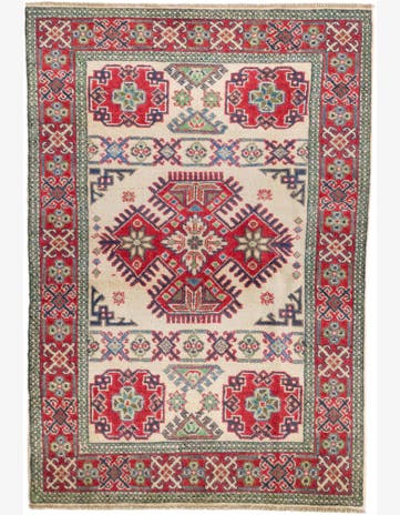 3' 5 x 4' 11 Hand Knotted Kazak Rug