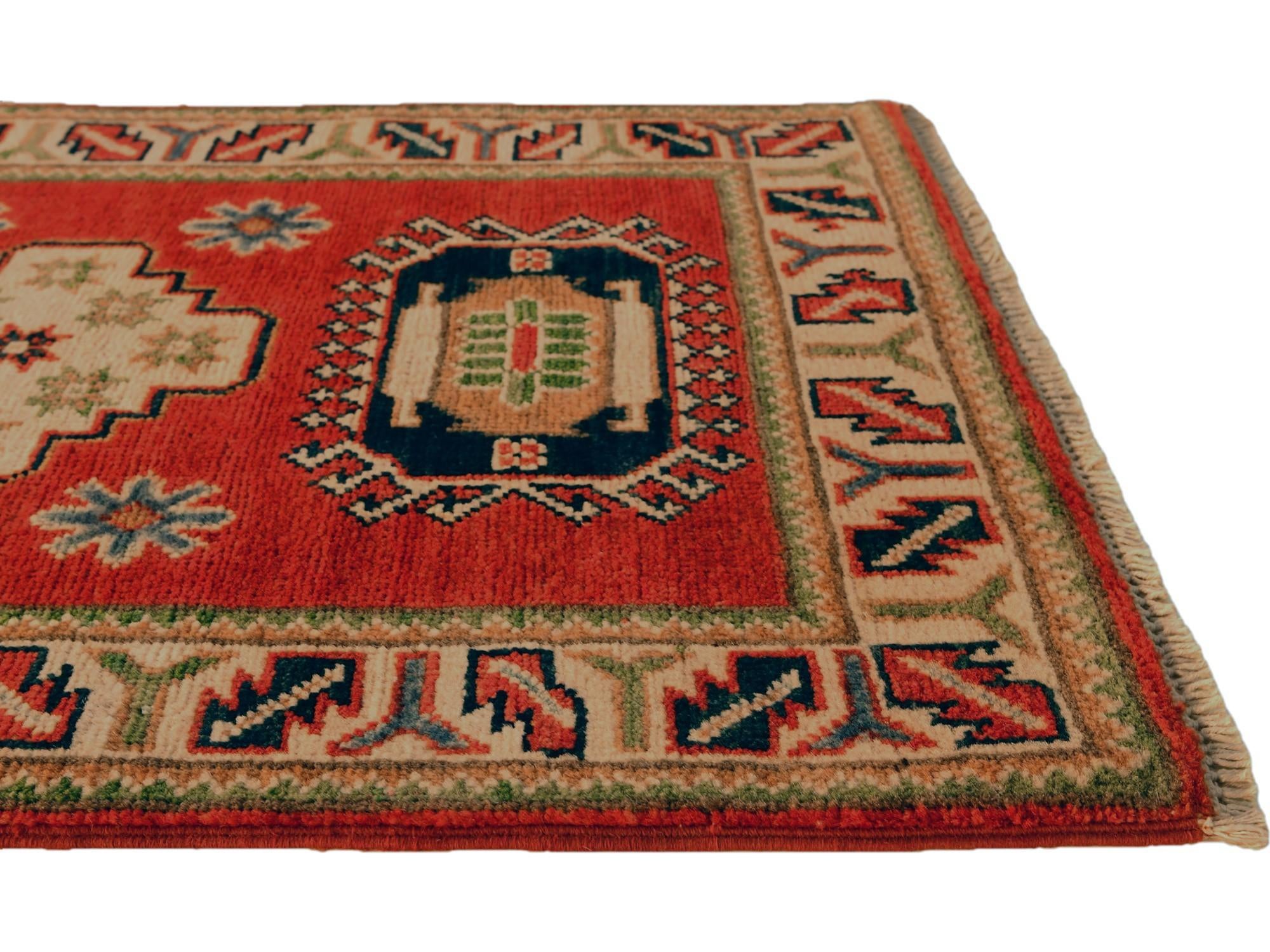 1' 11 x 3' Hand Knotted Kazak Rug