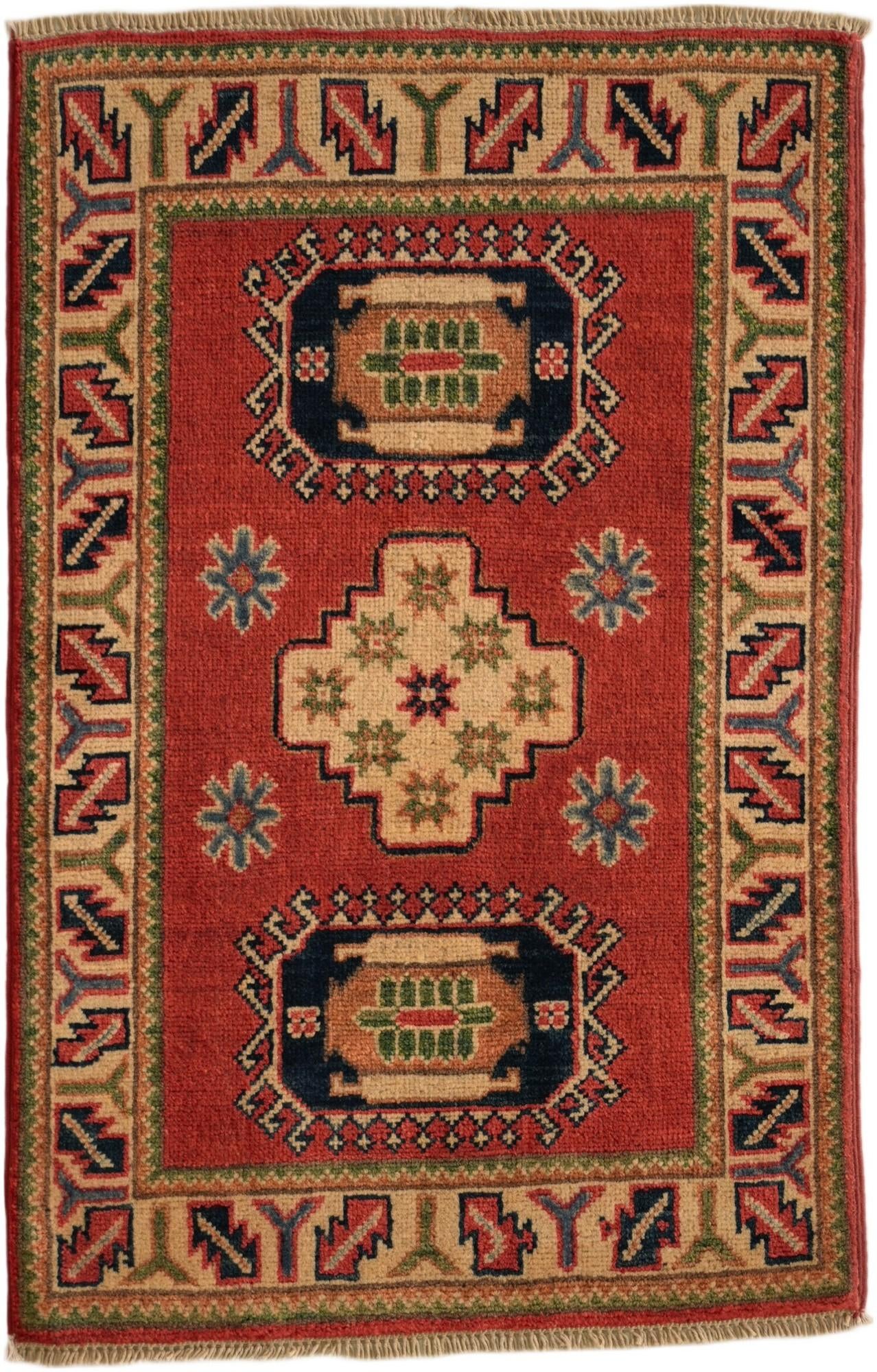 1' 11 x 3' Hand Knotted Kazak Rug