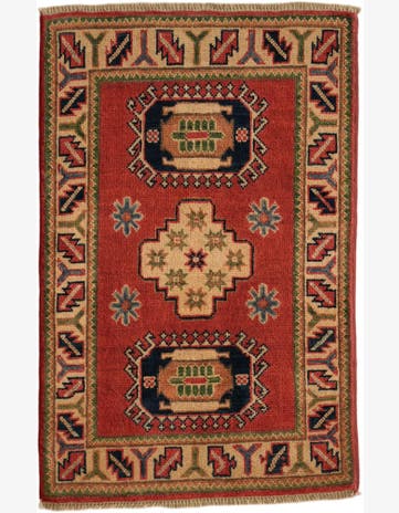 1' 11 x 3' Hand Knotted Kazak Rug