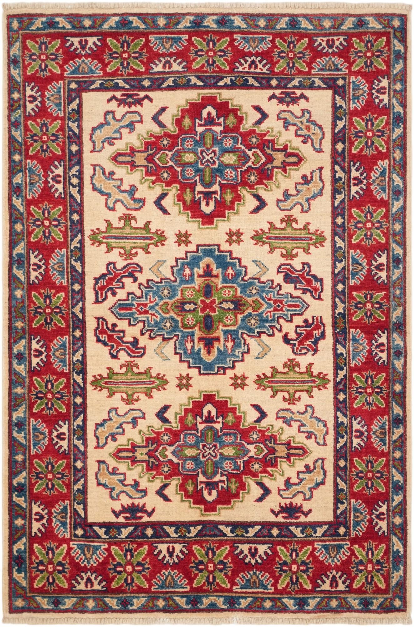 3' 4 x 5' Hand Knotted Kazak Rug