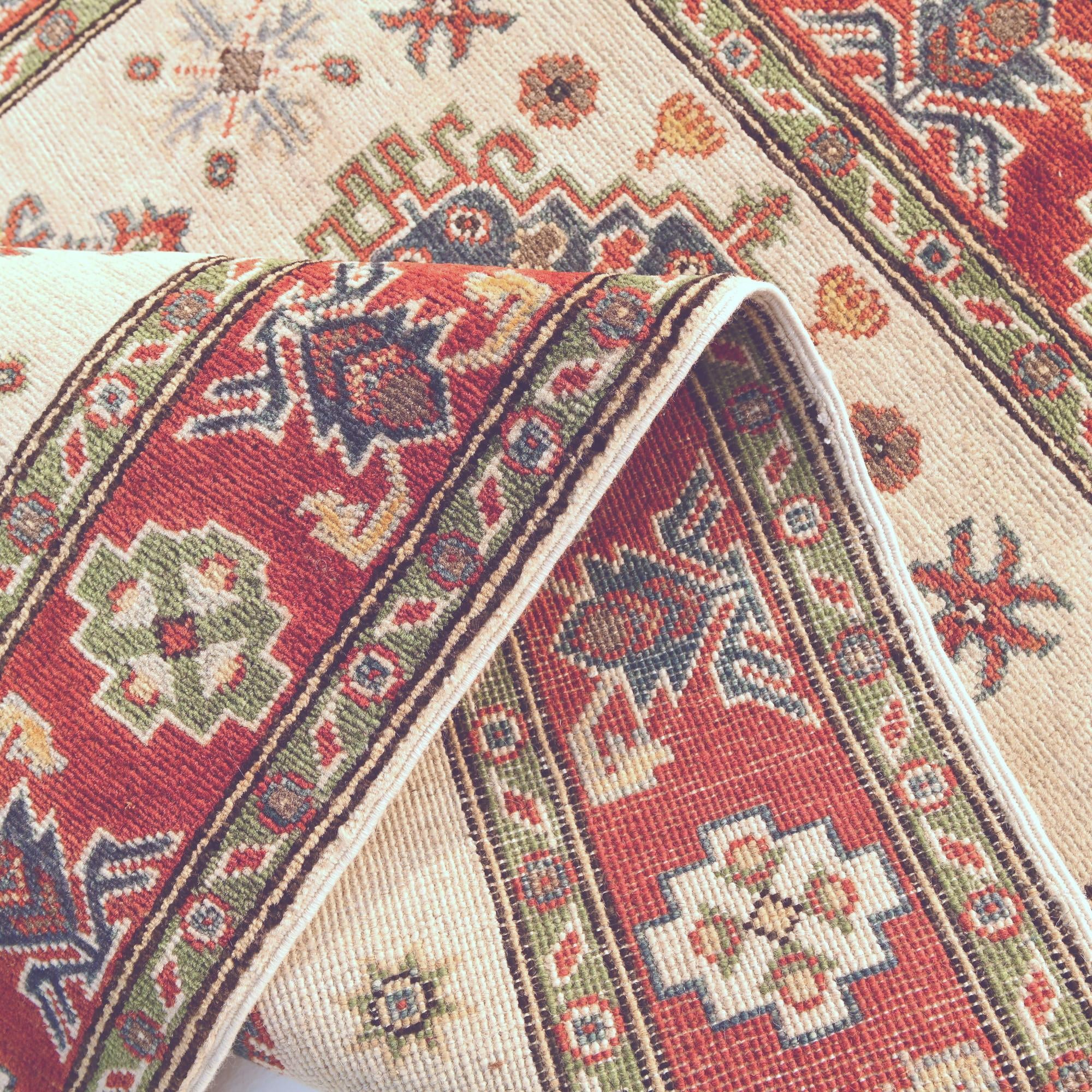 3' 5 x 4' 11 Hand Knotted Kazak Rug