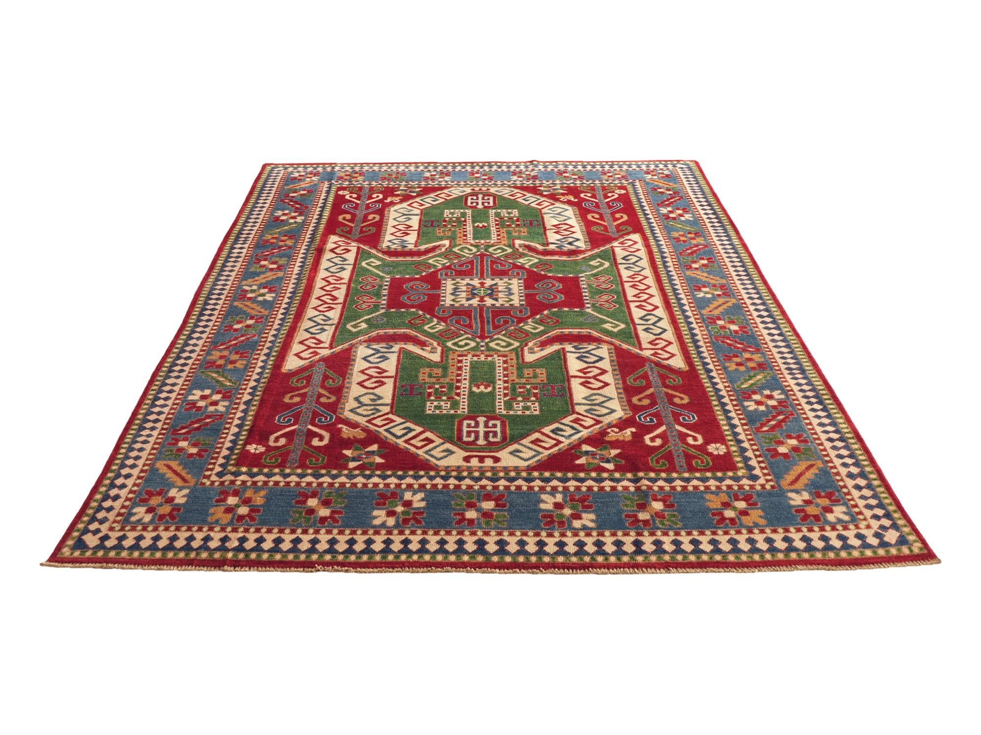 Detail image 5 of 10: 6' 4 x 9' 10 Hand Knotted Kazak Rug