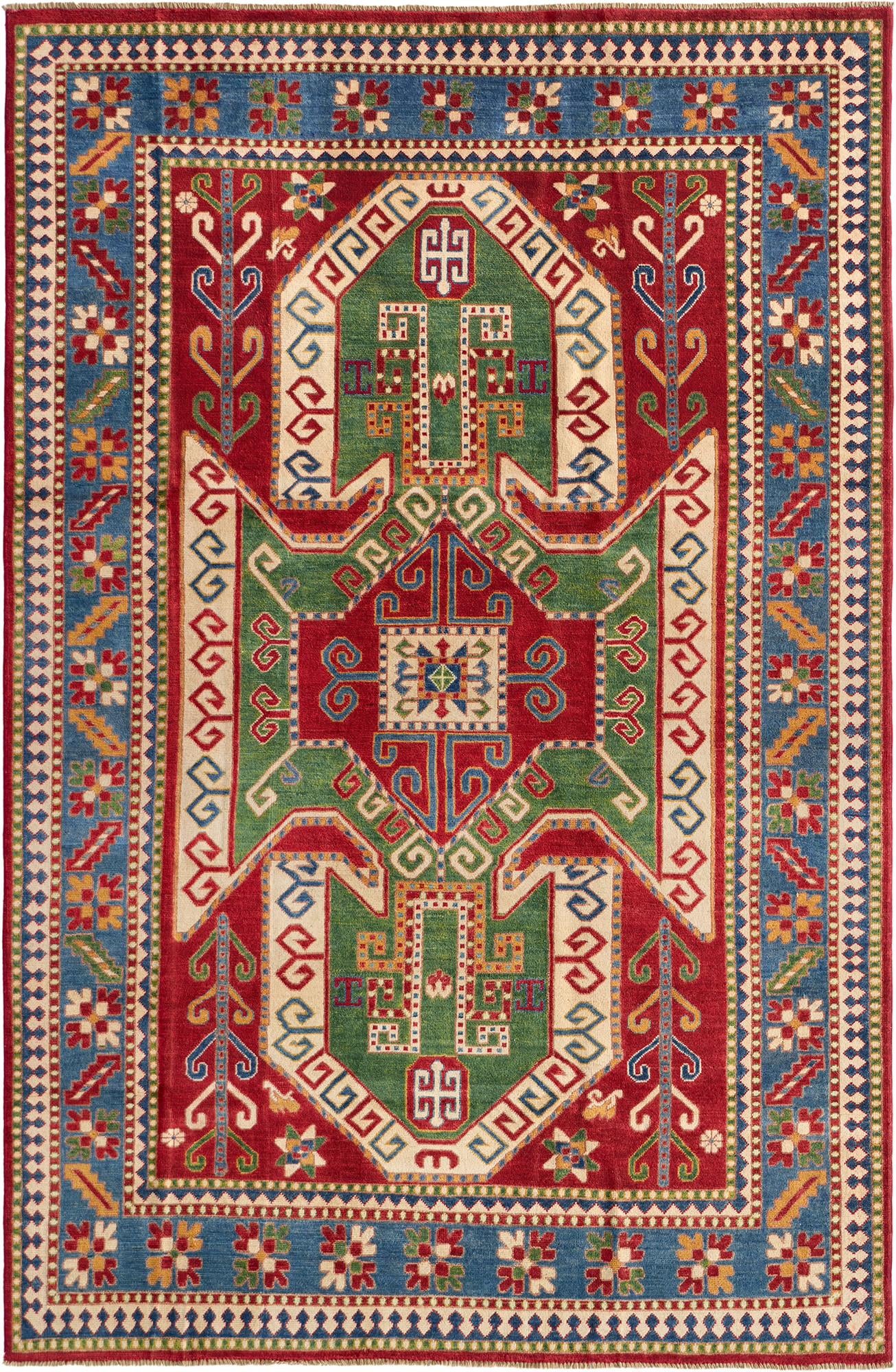 Detail image 2 of 10: 6' 4 x 9' 10 Hand Knotted Kazak Rug