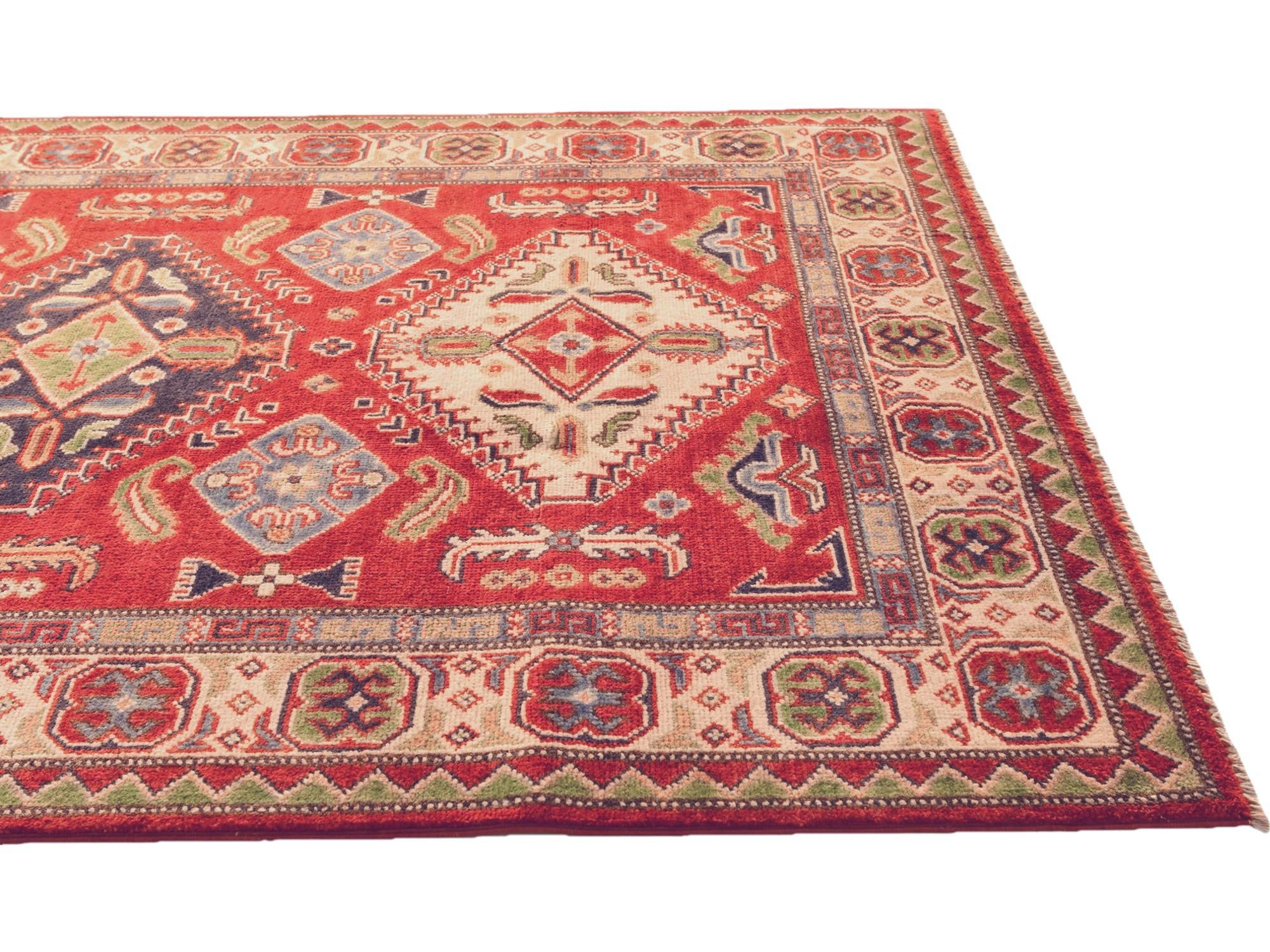 4' x 5' 10 Hand Knotted Kazak Rug