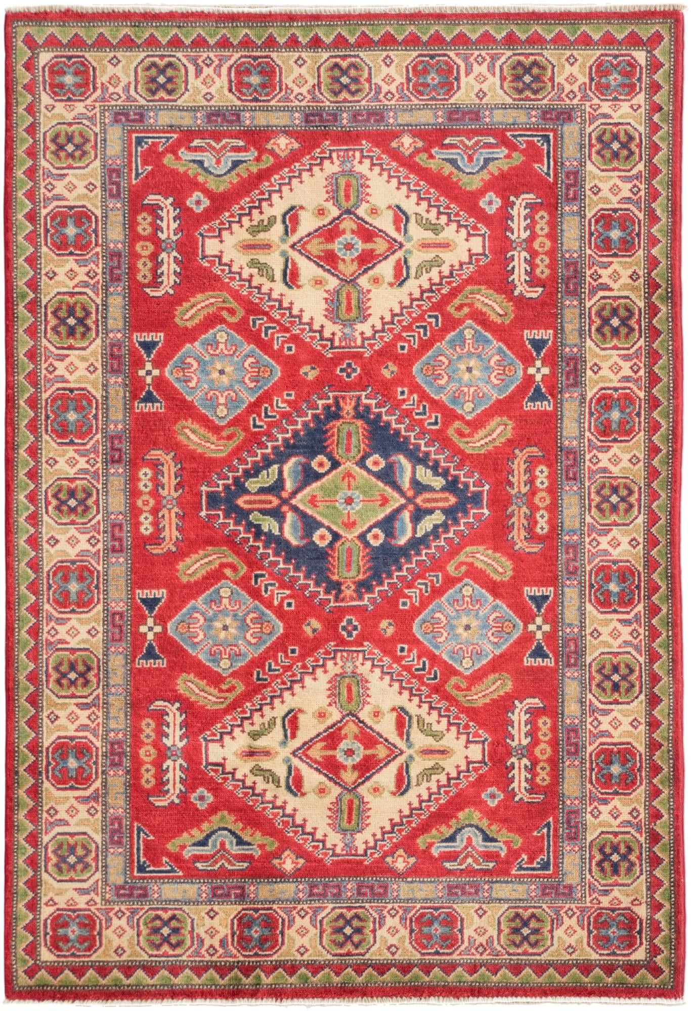 4' x 5' 10 Hand Knotted Kazak Rug