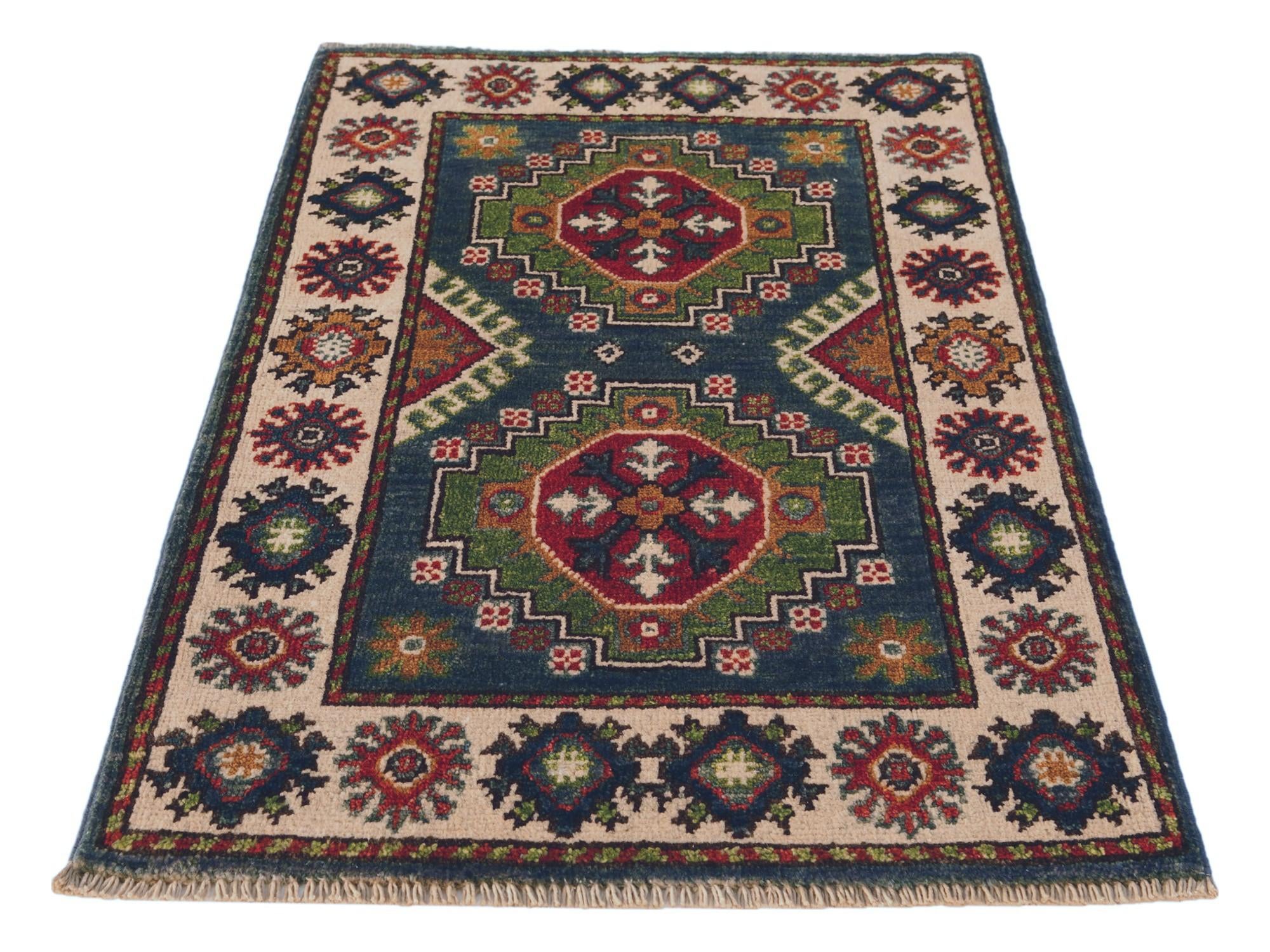 2' x 3' 1 Hand Knotted Kazak Rug
