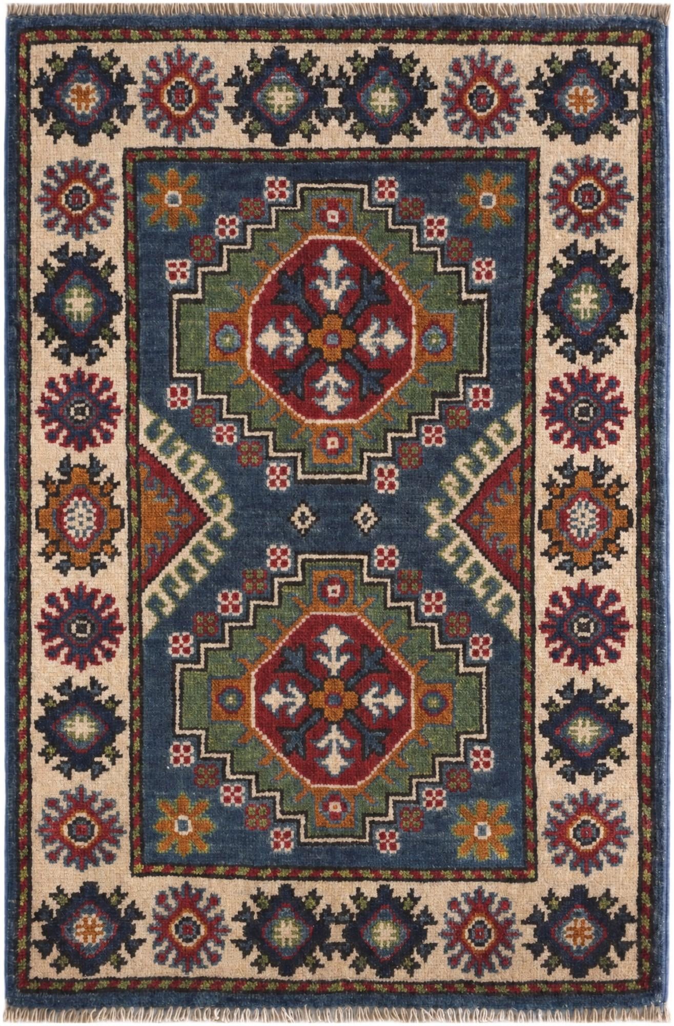 2' x 3' 1 Hand Knotted Kazak Rug