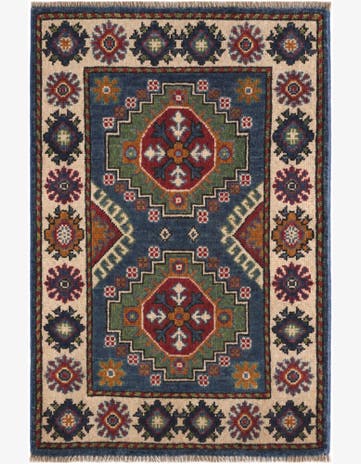 2' x 3' 1 Hand Knotted Kazak Rug