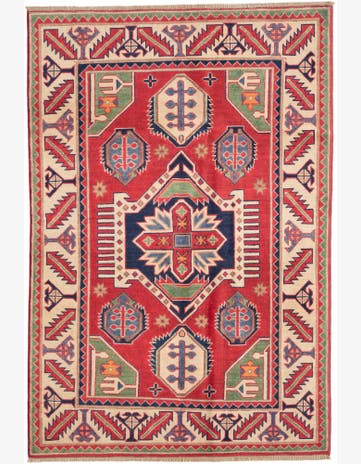 3' 11 x 5' 10 Hand Knotted Kazak Rug