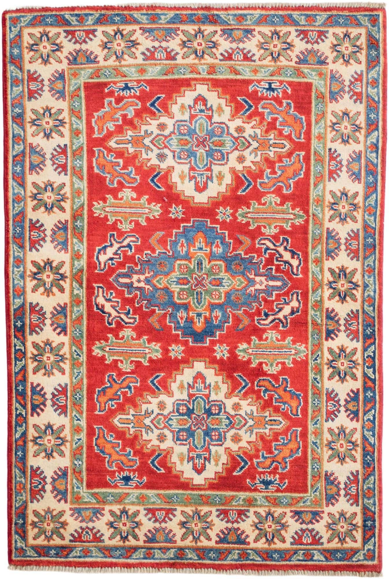 3' 3 x 4' 11 Hand Knotted Kazak Rug
