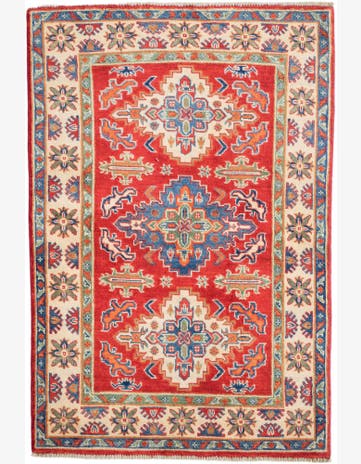 3' 3 x 4' 11 Hand Knotted Kazak Rug