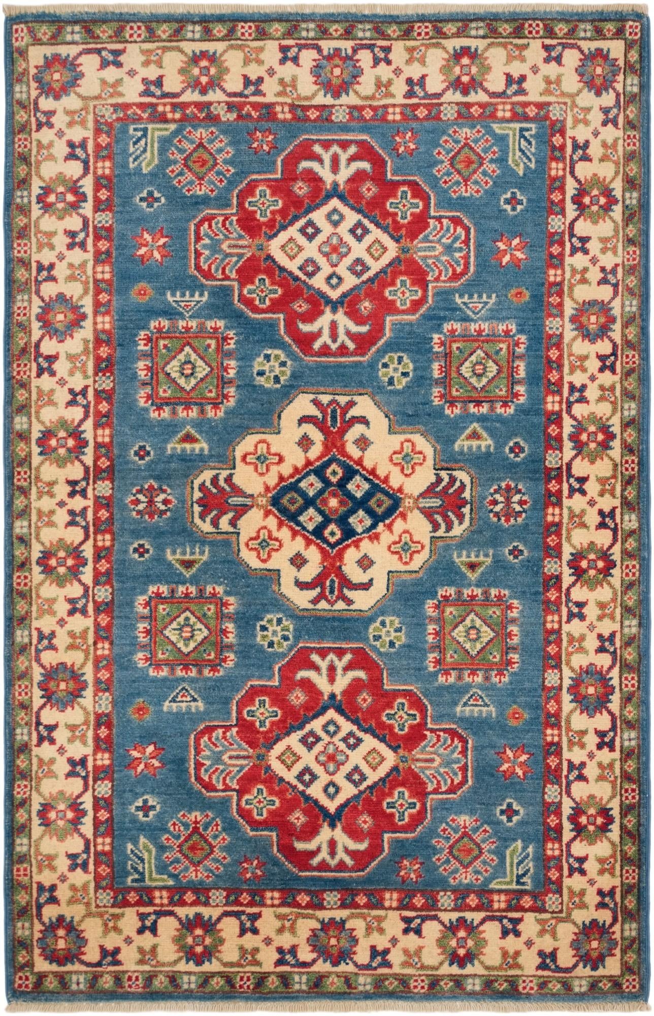 3' 2 x 4' 11 Hand Knotted Kazak Rug