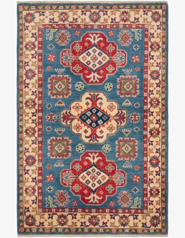 3' 2 x 4' 11 Hand Knotted Kazak Rug