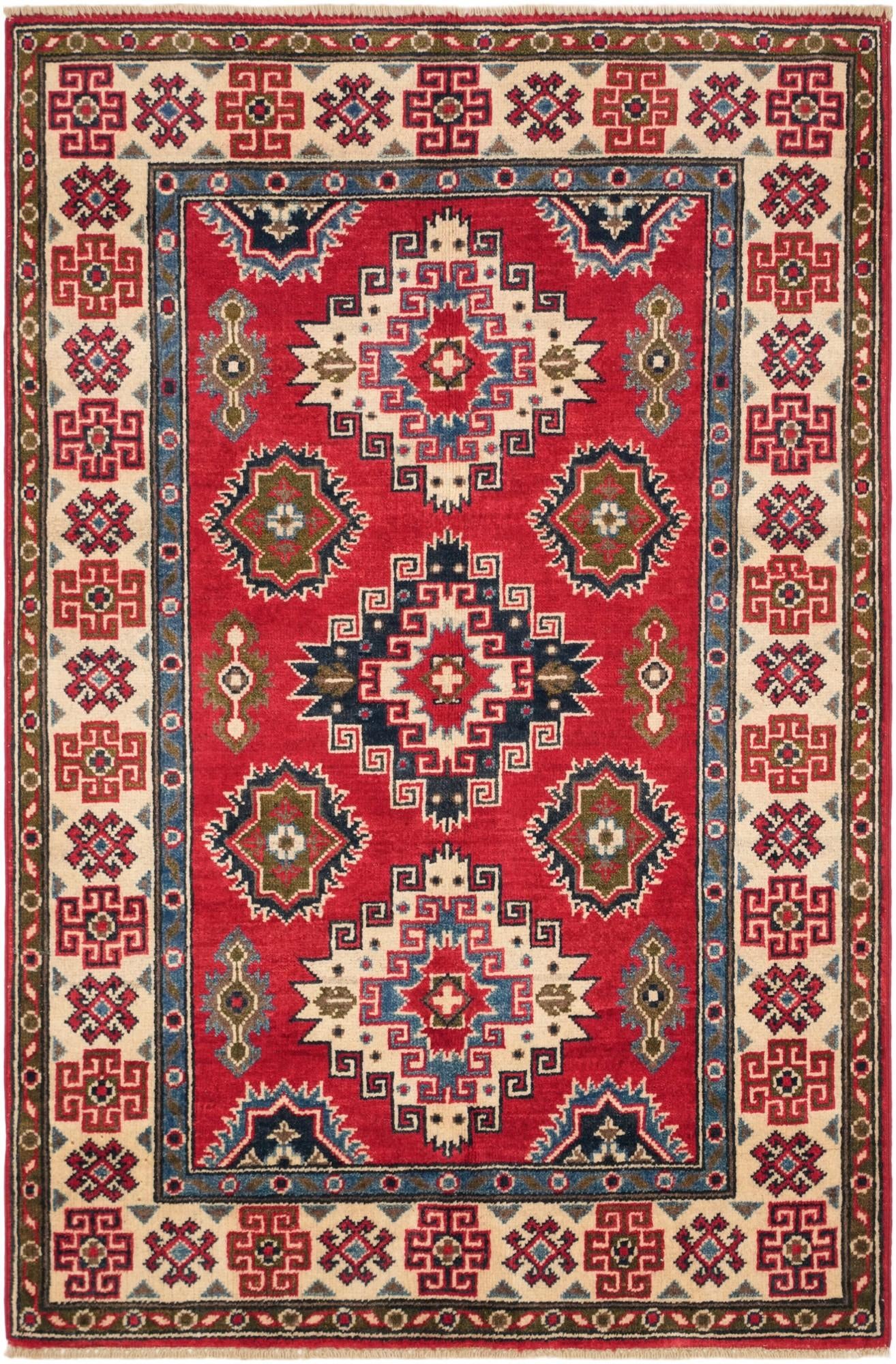 3' 3 x 4' 11 Hand Knotted Kazak Rug