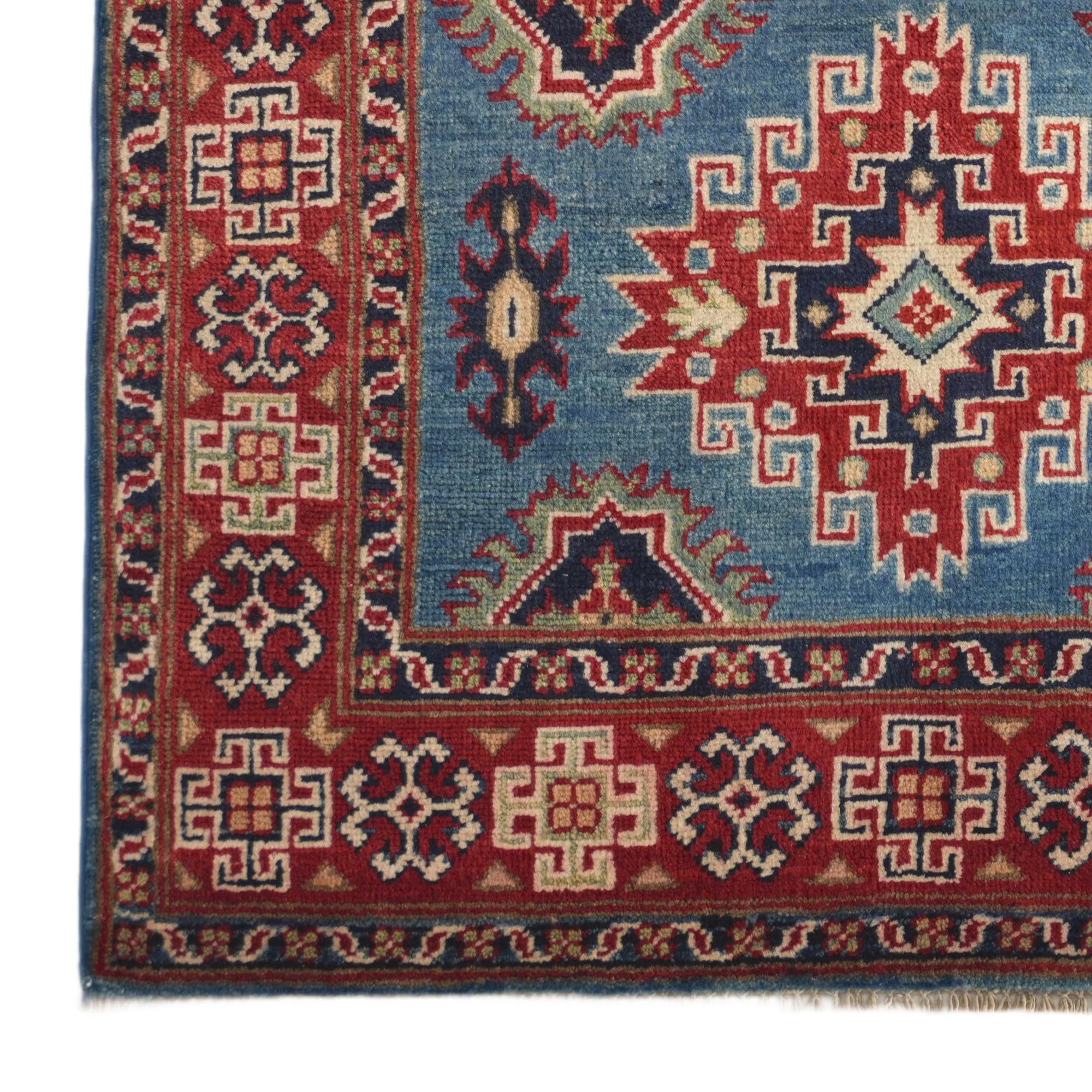 3' 4 x 4' 11 Hand Knotted Kazak Rug