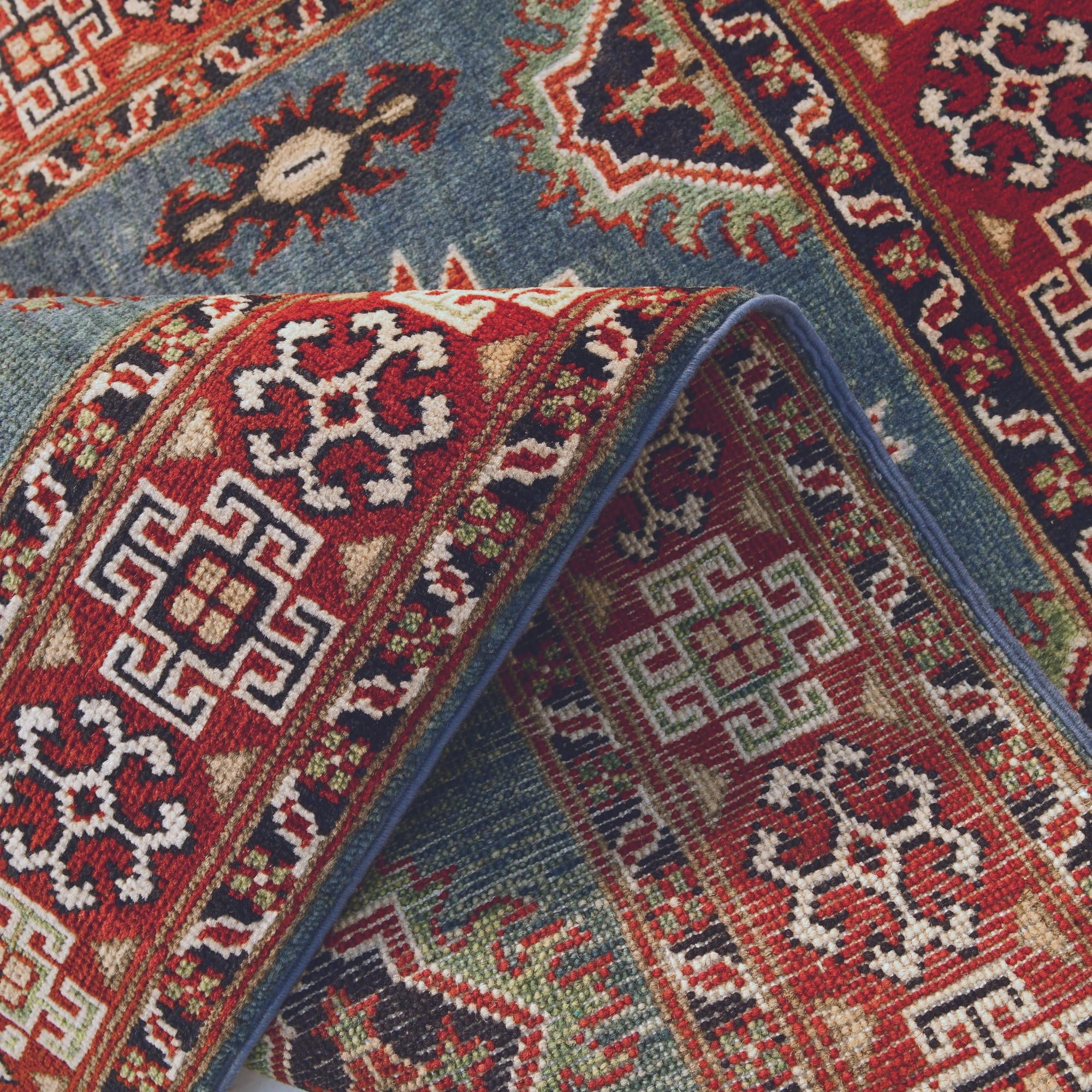 3' 4 x 4' 11 Hand Knotted Kazak Rug