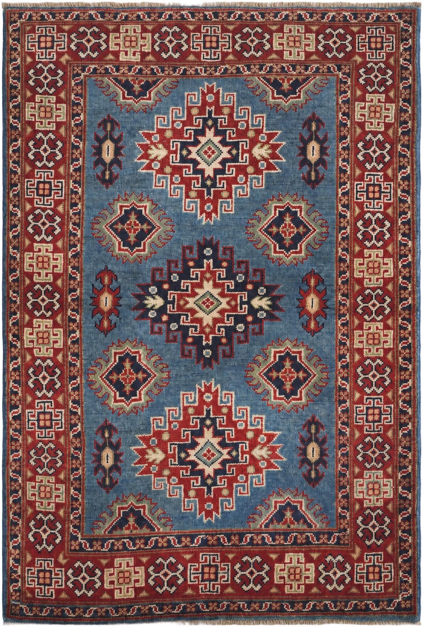 3' 4 x 4' 11 Hand Knotted Kazak Rug