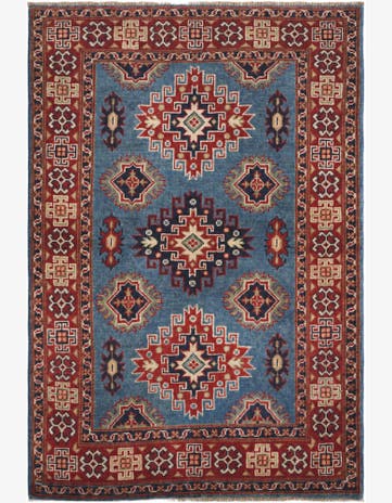 3' 4 x 4' 11 Hand Knotted Kazak Rug
