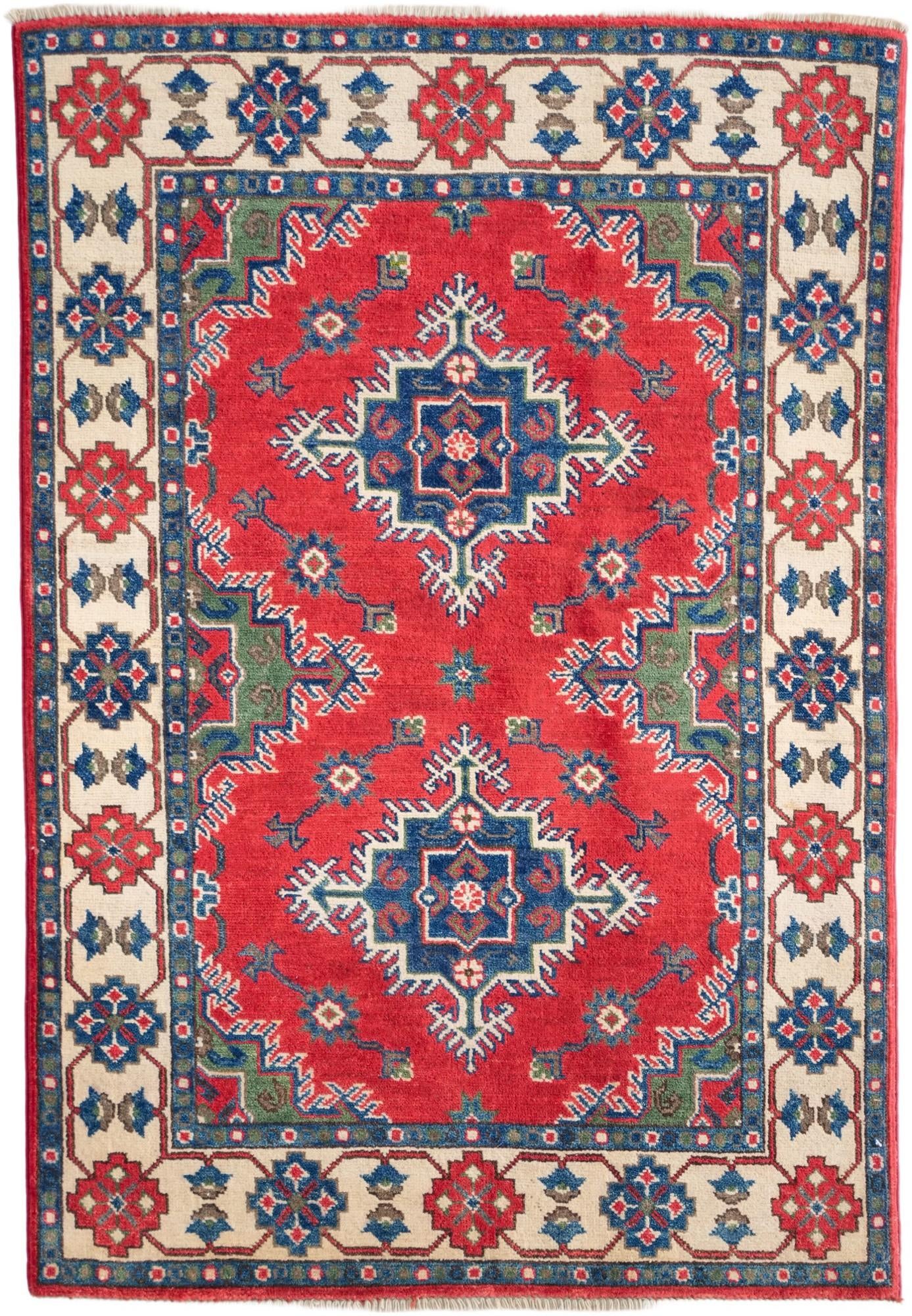 3' 4 x 4' 9 Hand Knotted Kazak Rug