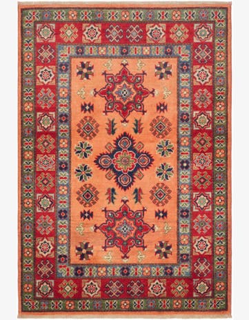 3' 4 x 4' 11 Hand Knotted Kazak Rug