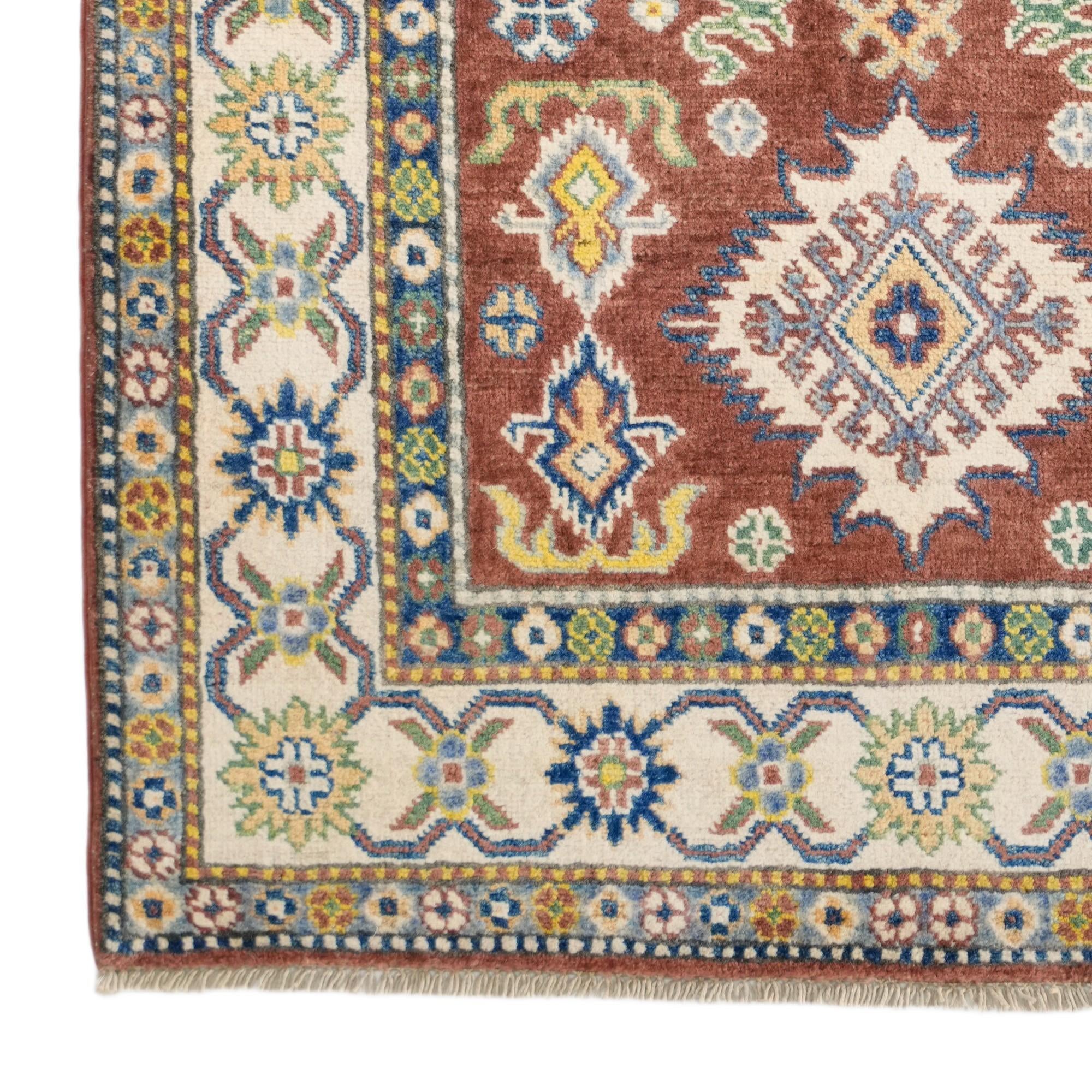 3' 3 x 4' 11 Hand Knotted Kazak Rug