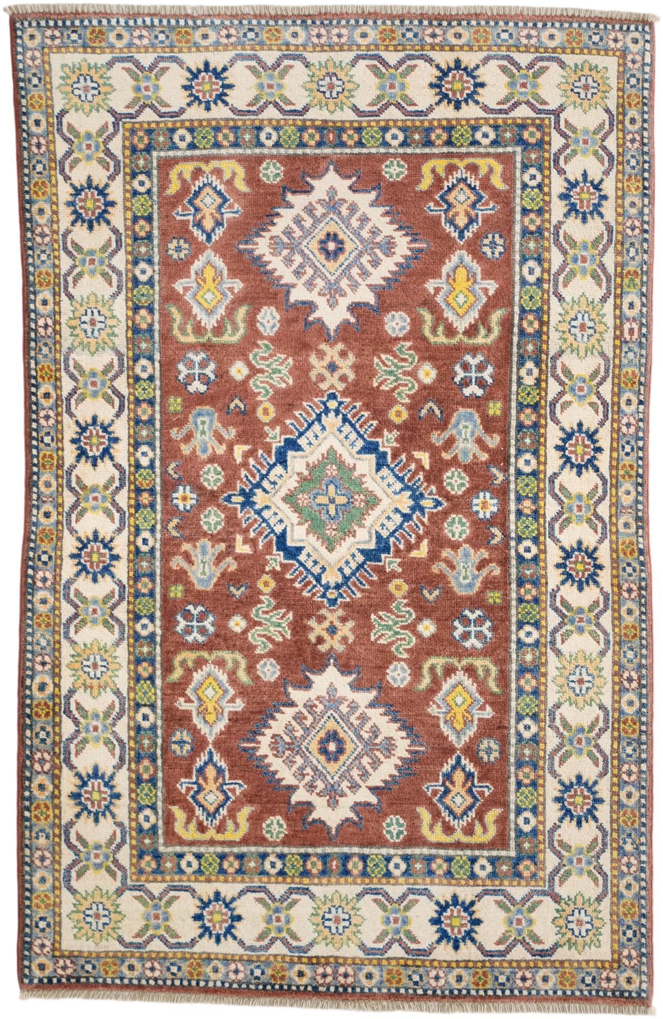 3' 3 x 4' 11 Hand Knotted Kazak Rug
