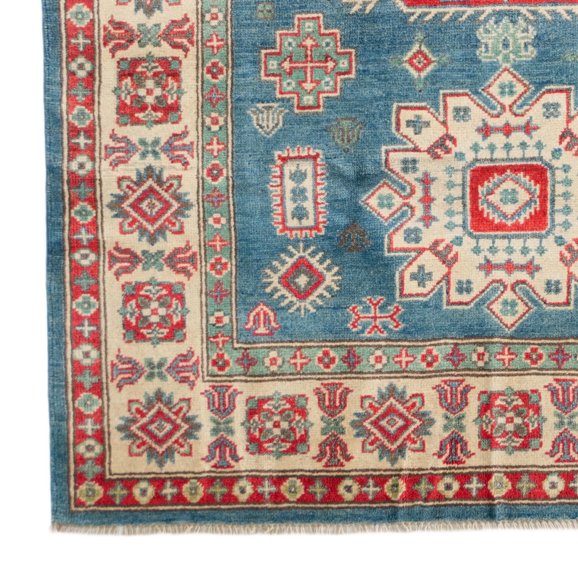 4' 3 x 6' 1 Hand Knotted Kazak Rug