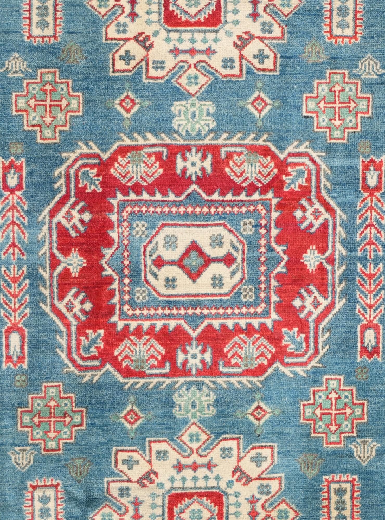 4' 3 x 6' 1 Hand Knotted Kazak Rug
