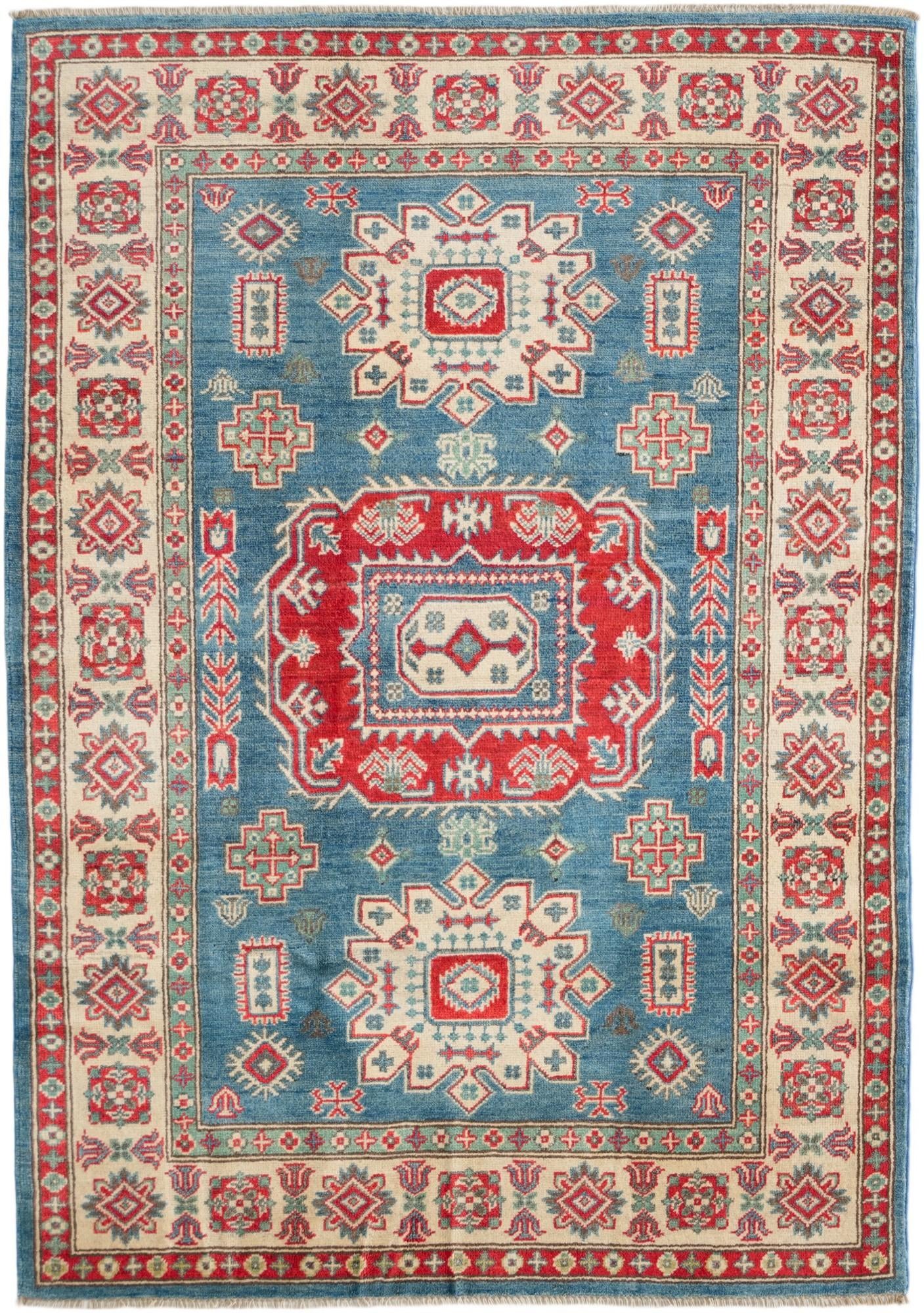 4' 3 x 6' 1 Hand Knotted Kazak Rug