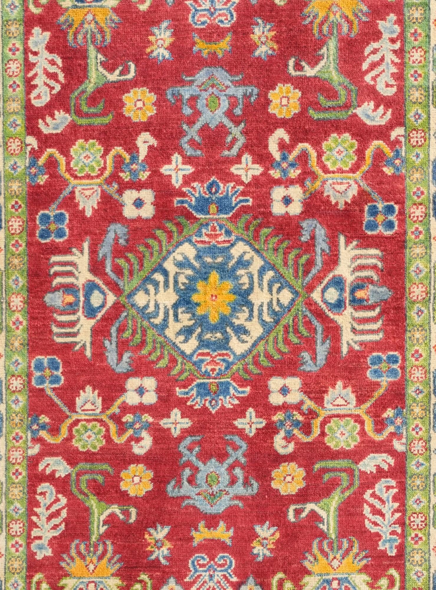 3' 4 x 4' 11 Hand Knotted Kazak Rug