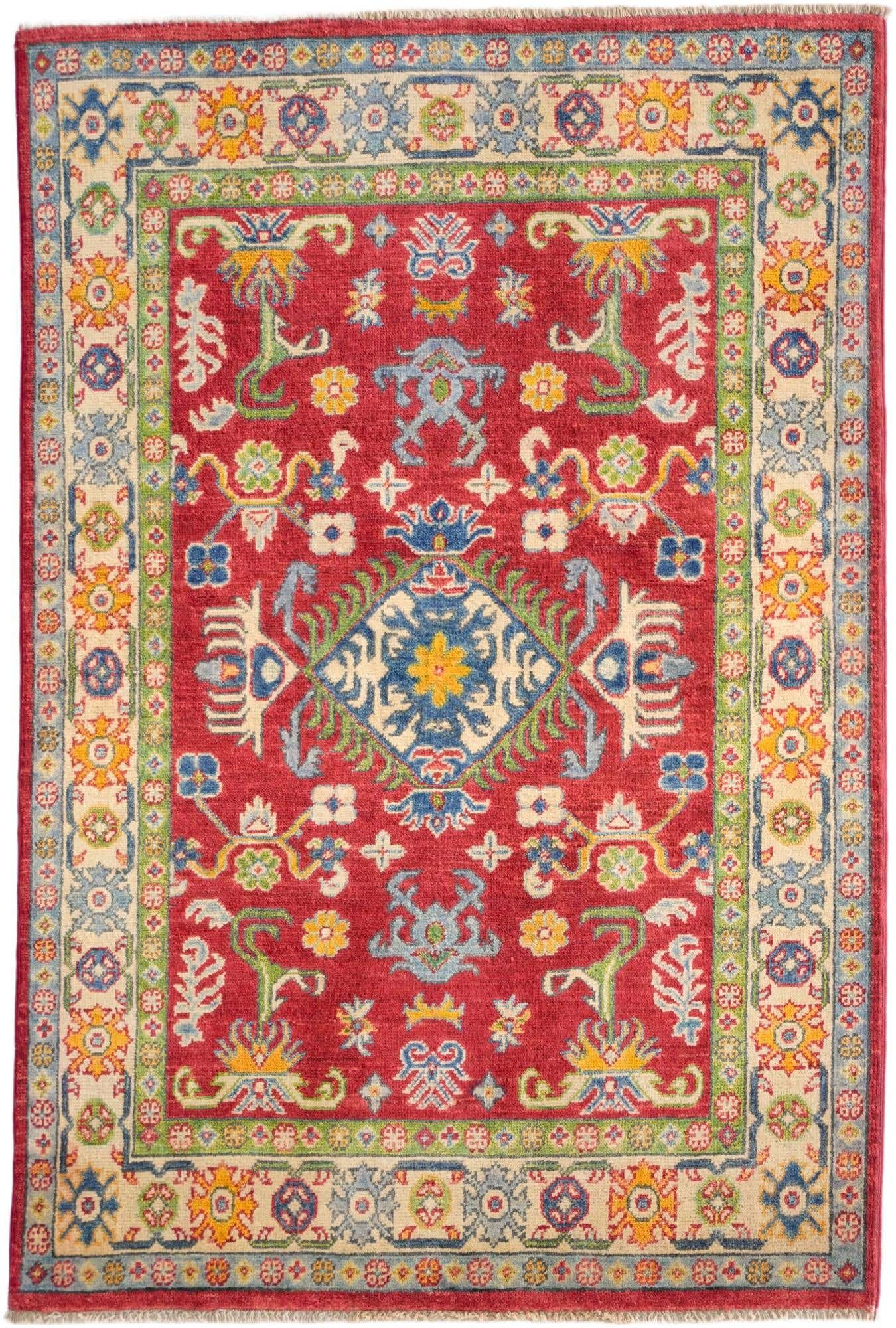 3' 4 x 4' 11 Hand Knotted Kazak Rug
