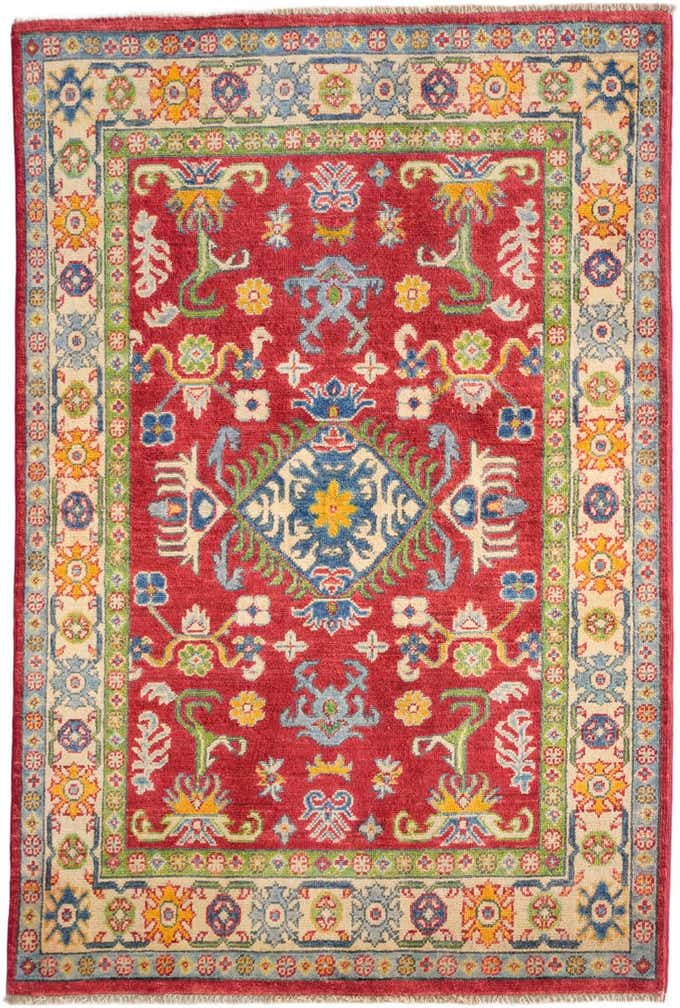 3' 4 x 4' 11 Hand Knotted Kazak Rug