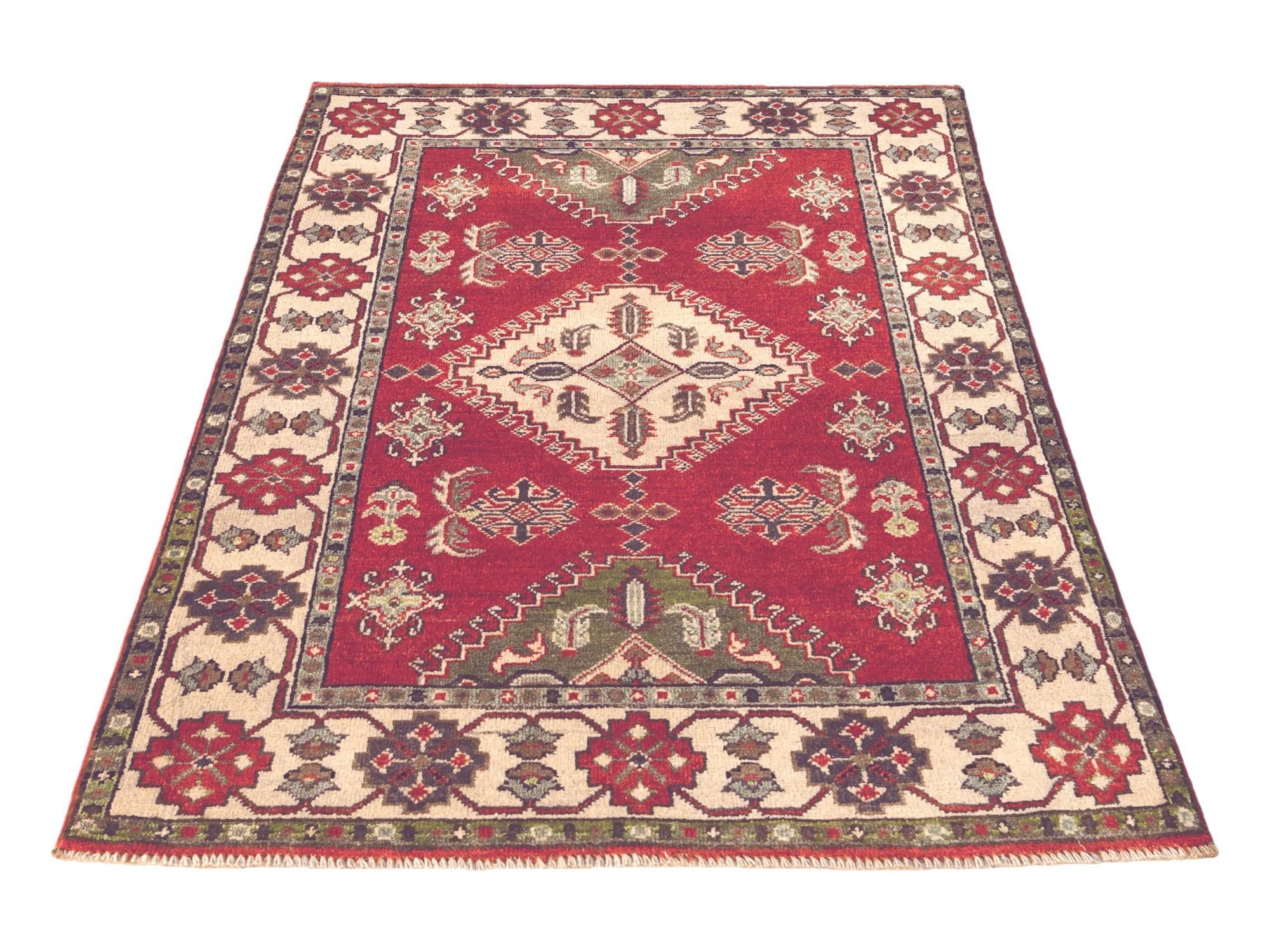 3' 2 x 4' 10 Hand Knotted Kazak Rug