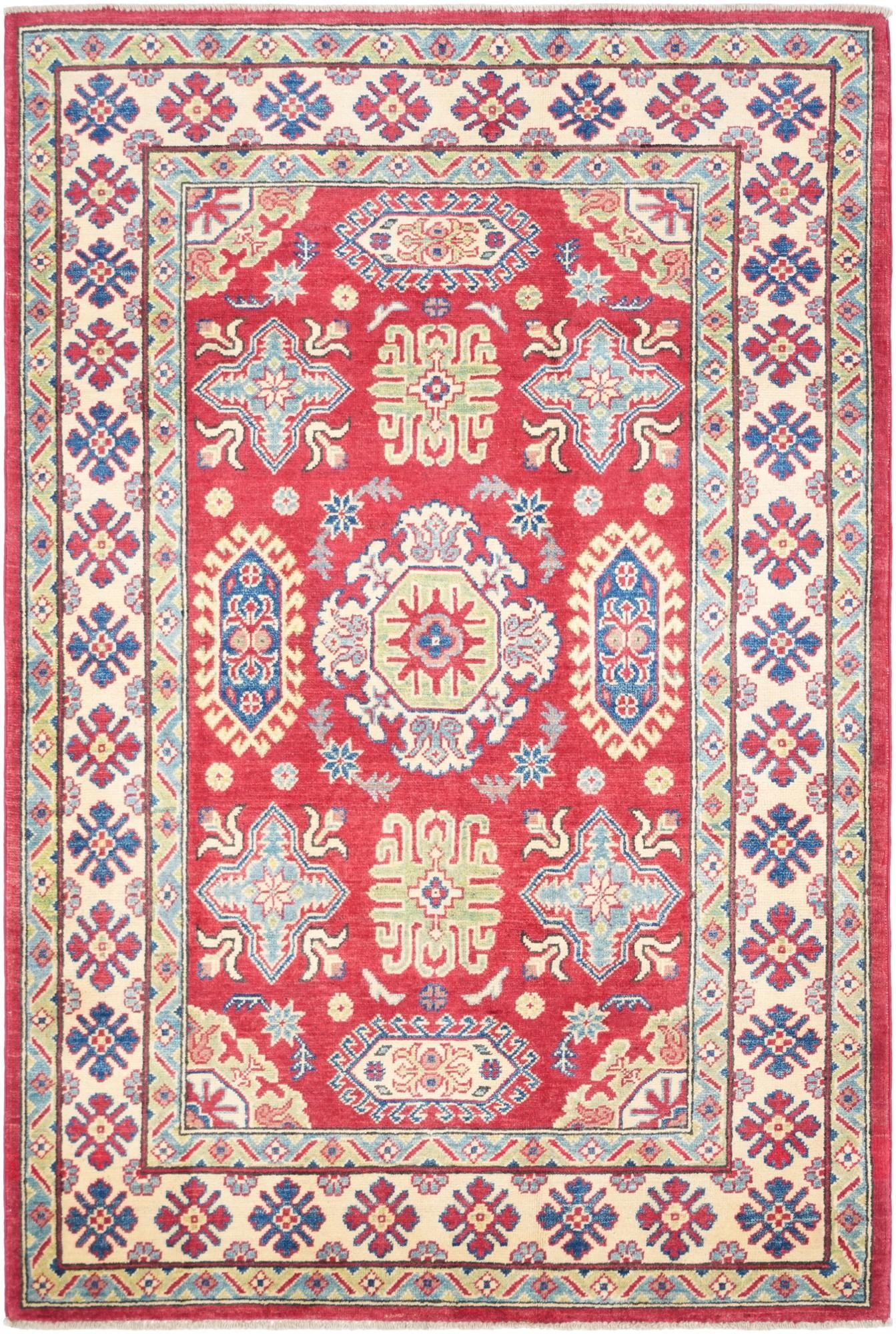 4' 2 x 6' 3 Hand Knotted Kazak Rug