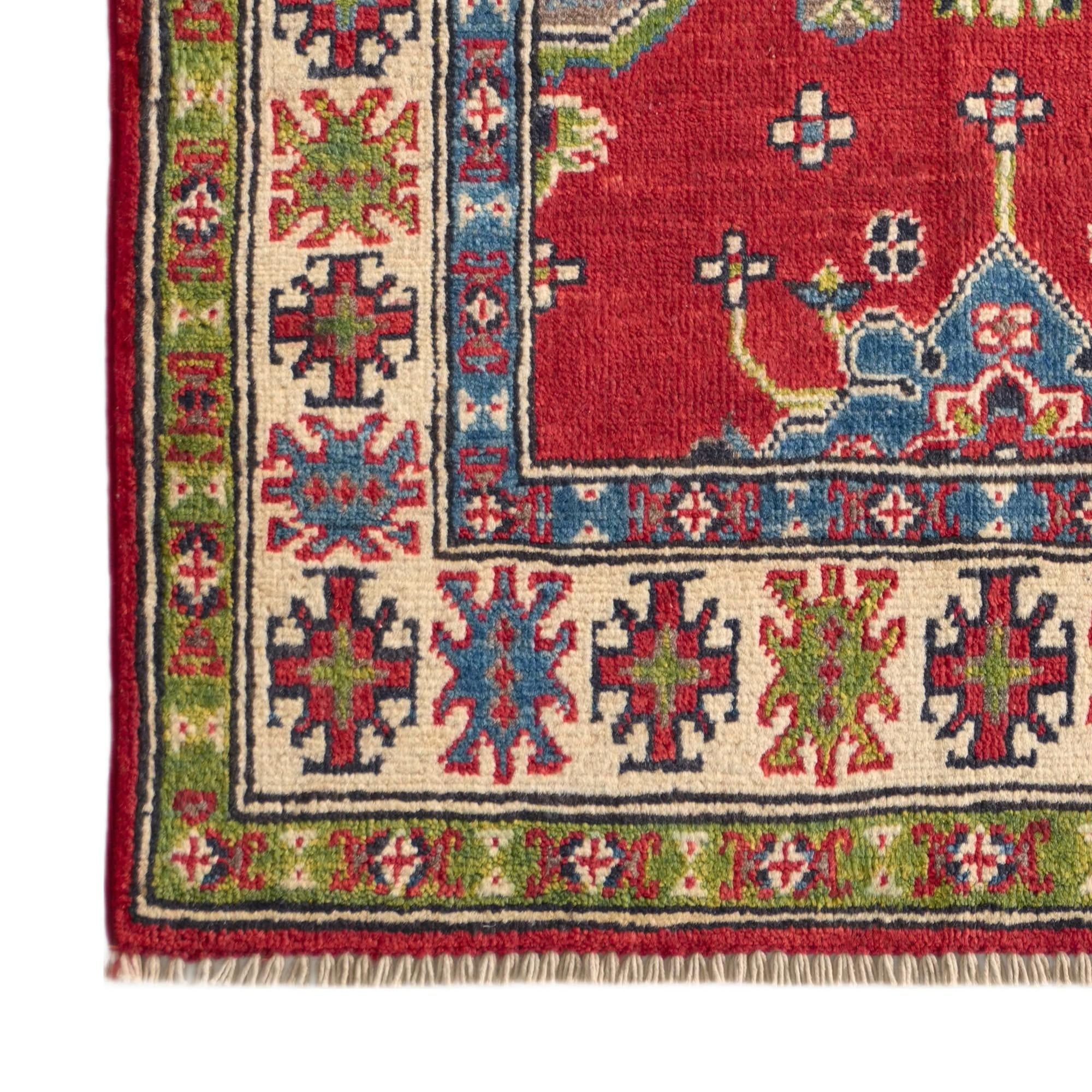 Detail image 7 of 10: 2' 6 x 4' Hand Knotted Kazak Rug