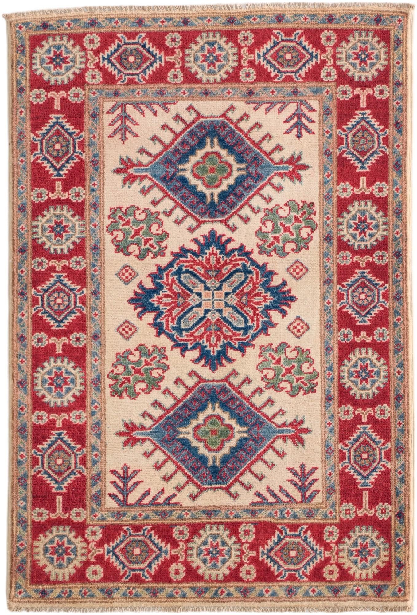 2' 8 x 4' Hand Knotted Kazak Rug