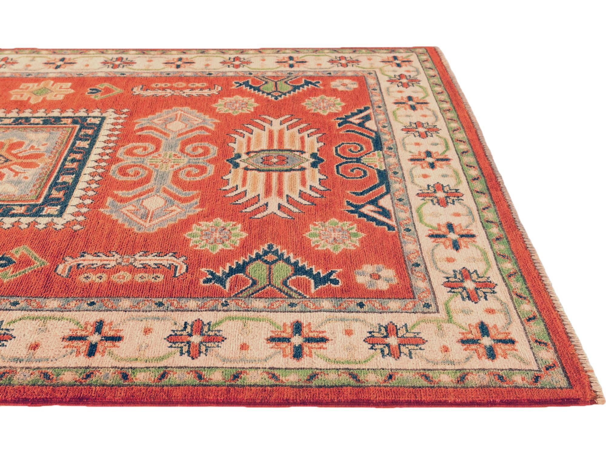 4' x 6' 3 Hand Knotted Kazak Rug