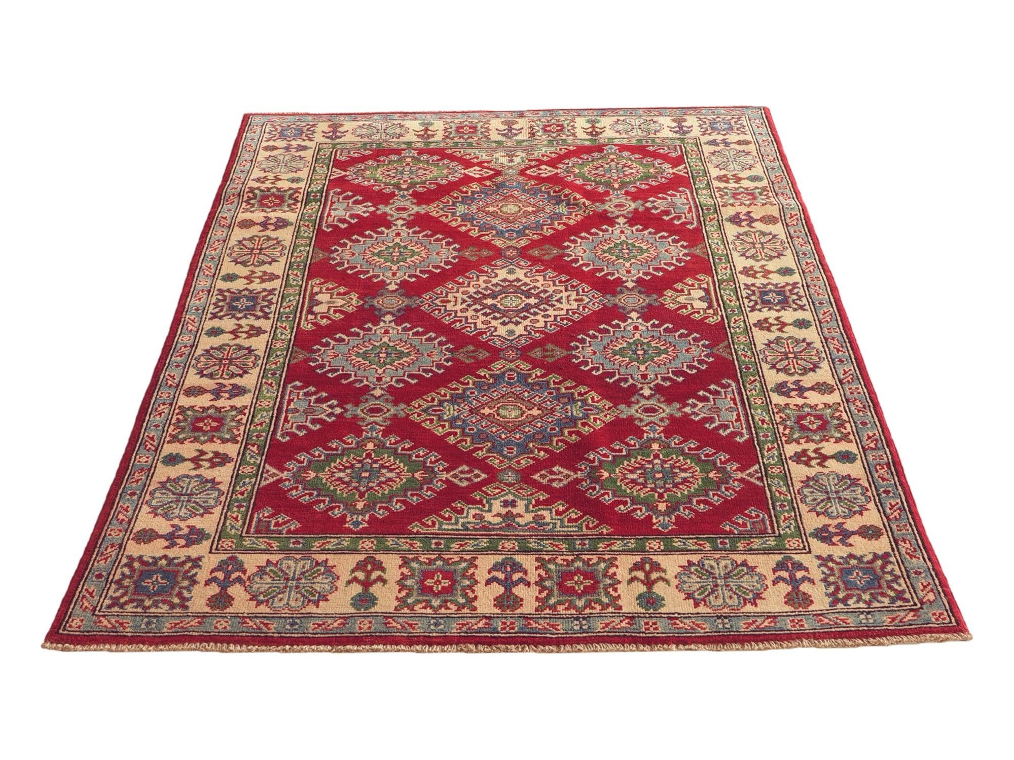 Detail image 5 of 10: 4' 2 x 6' 1 Hand Knotted Kazak Rug