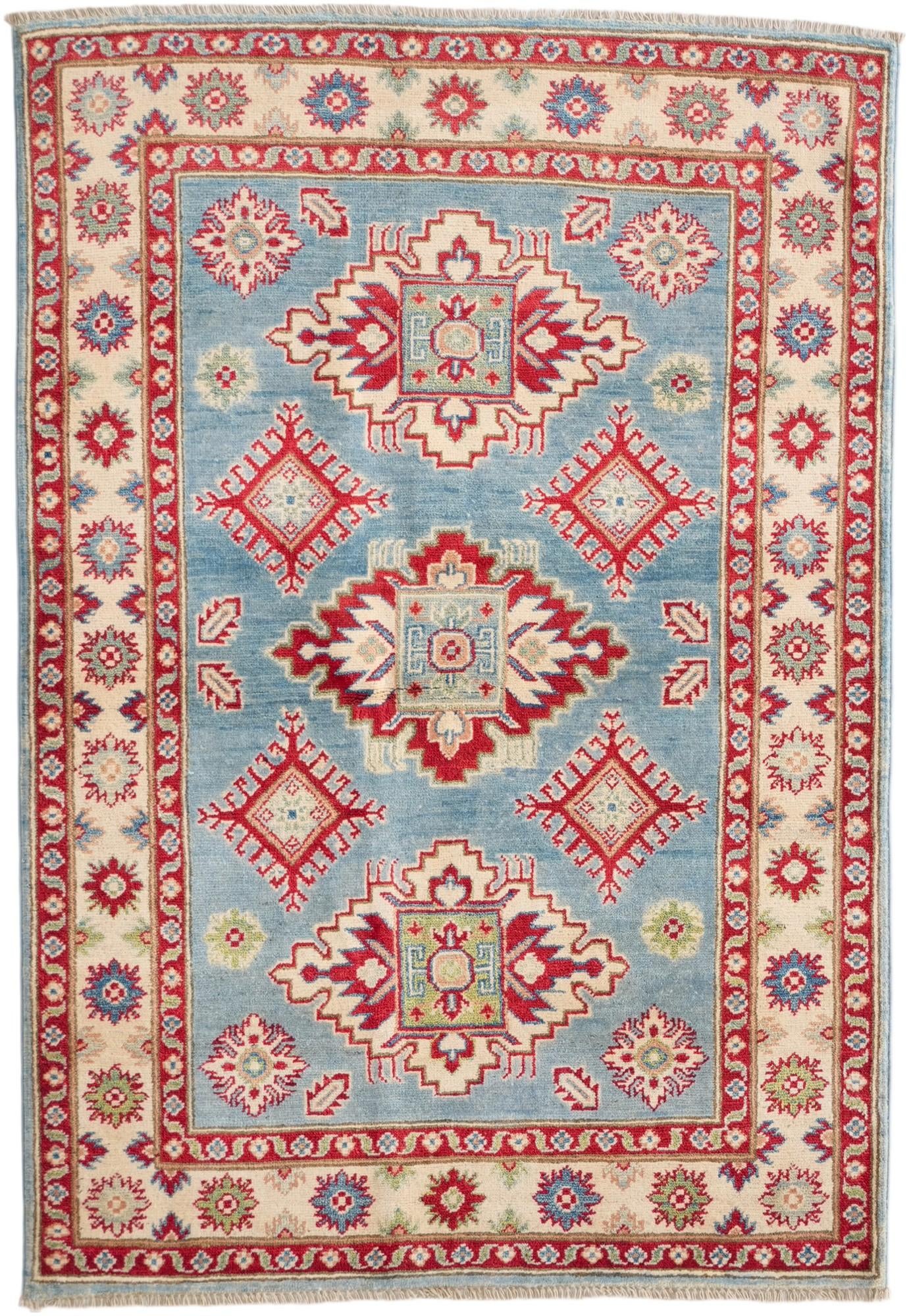 3' 4 x 4' 10 Hand Knotted Kazak Rug