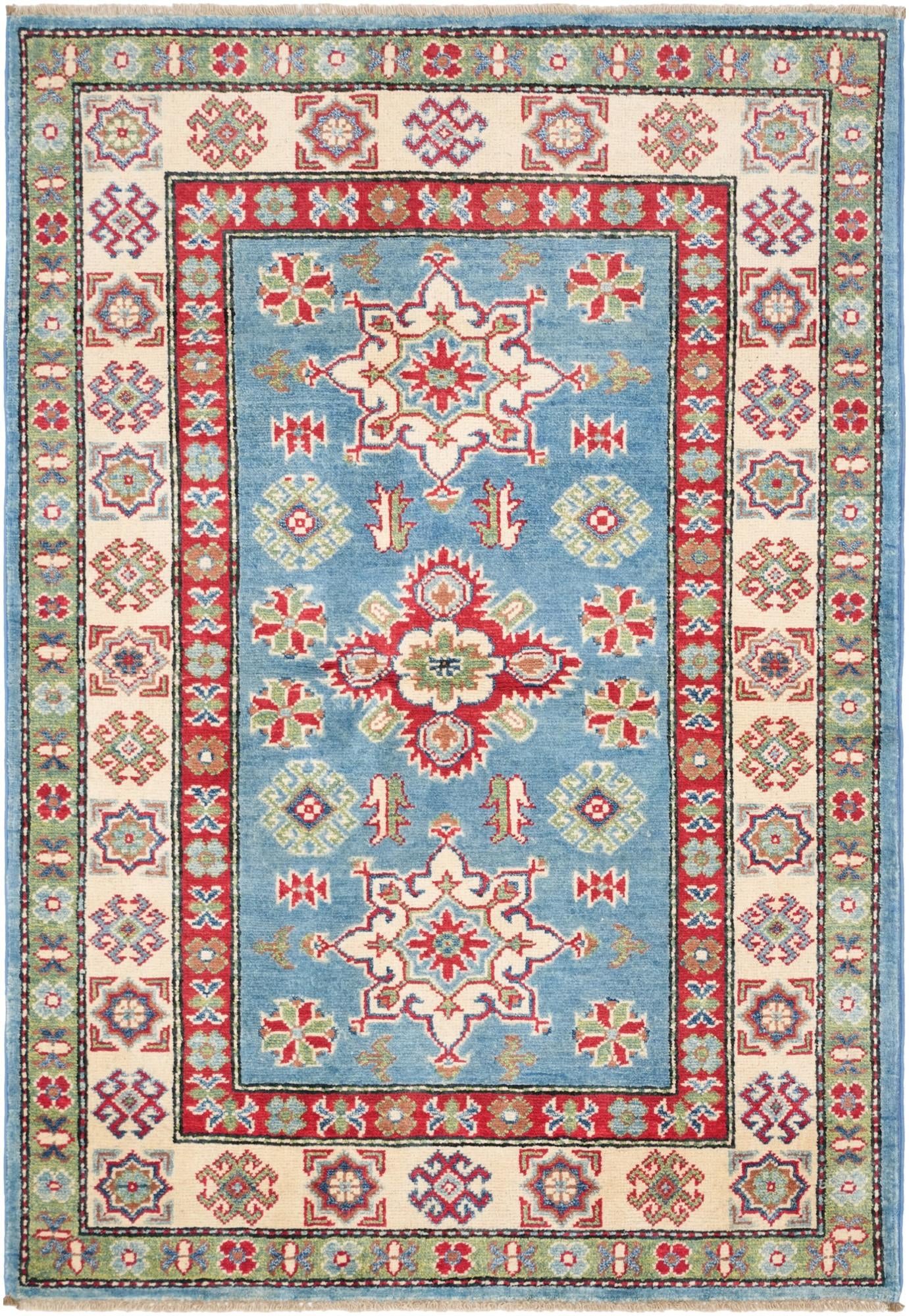 3' 4 x 4' 10 Hand Knotted Kazak Rug
