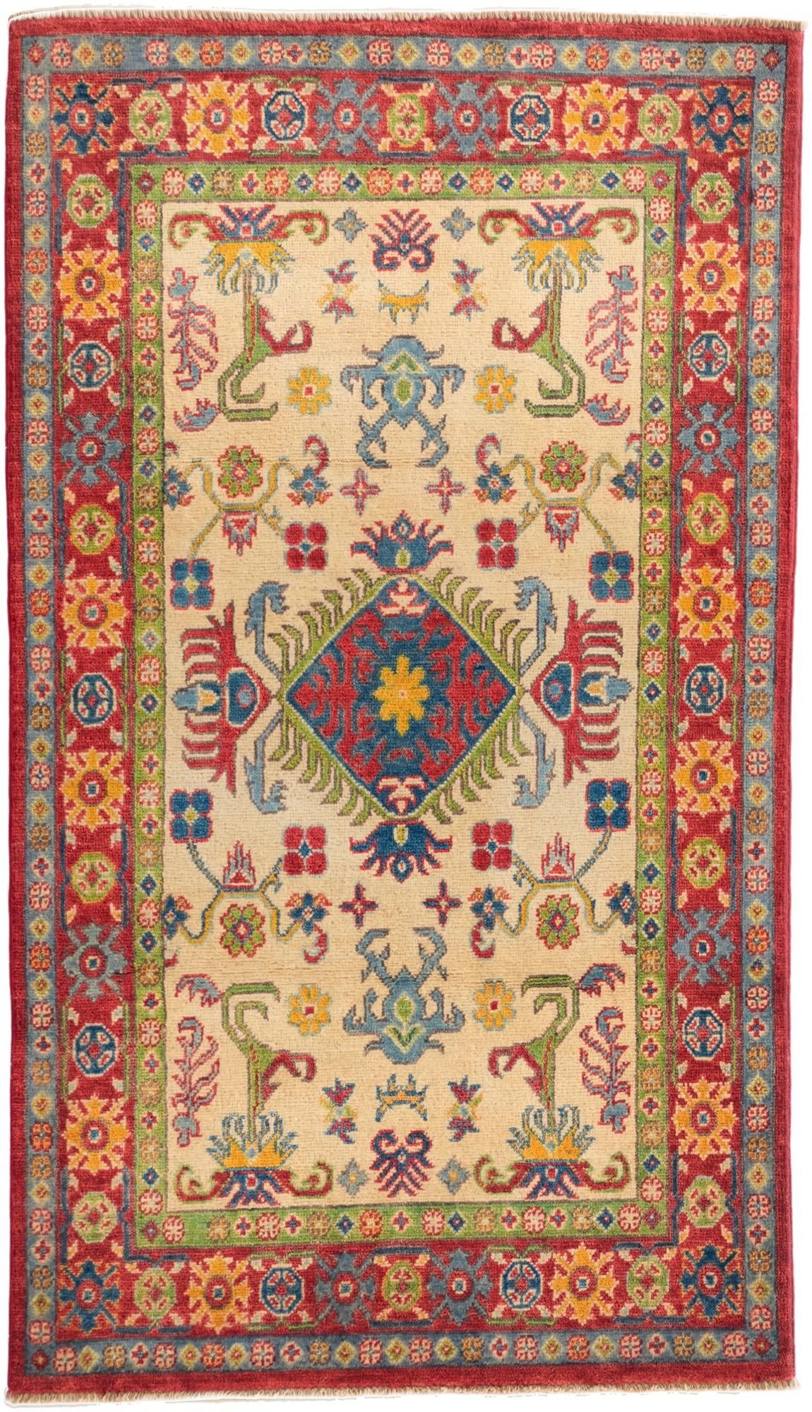 3' 4 x 5' 10 Hand Knotted Kazak Rug