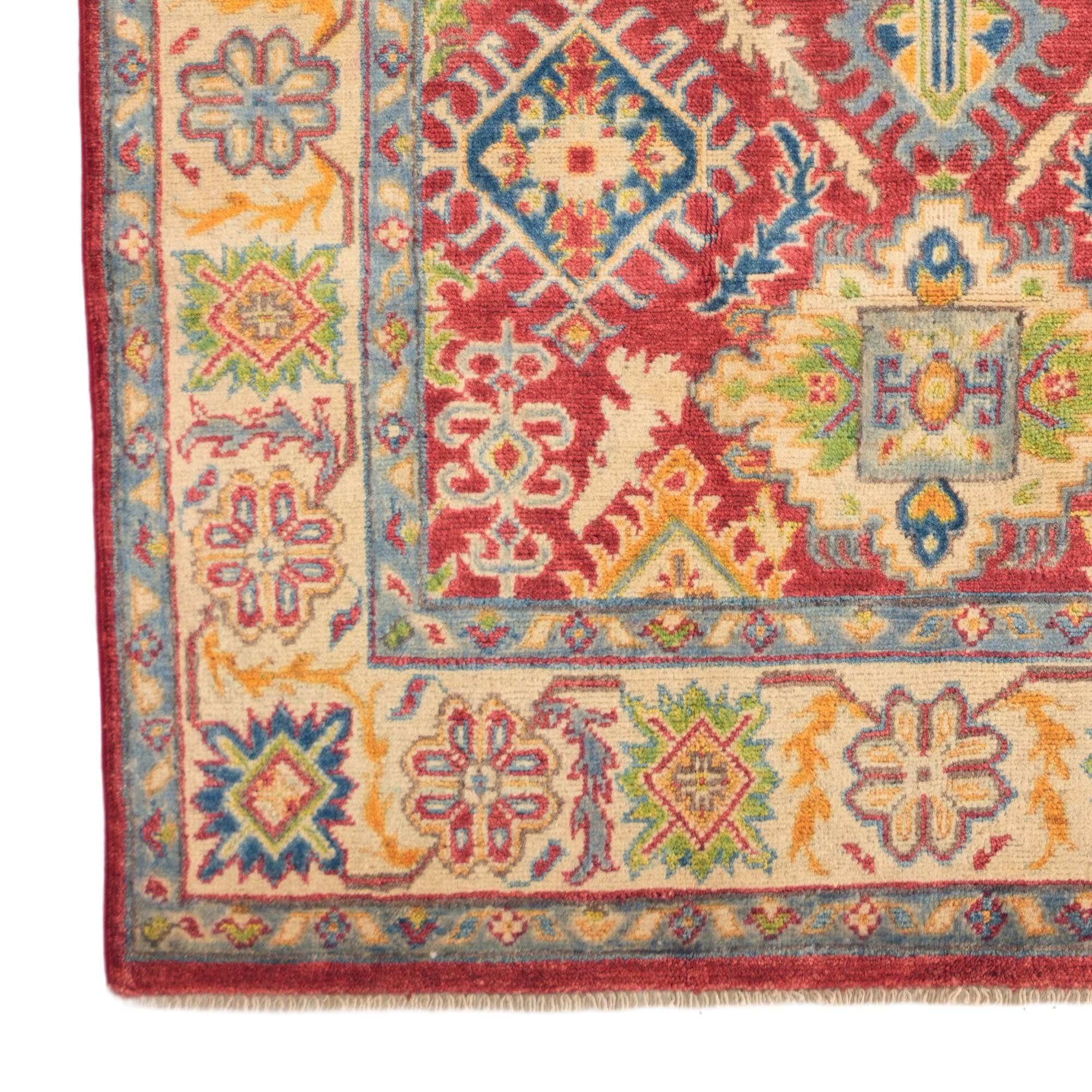 4' 3 x 6' 1 Hand Knotted Kazak Rug