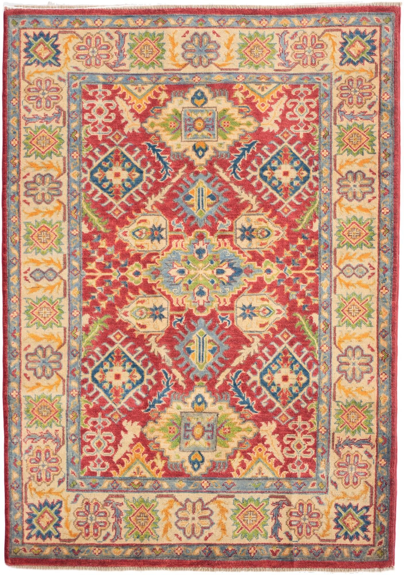 4' 3 x 6' 1 Hand Knotted Kazak Rug