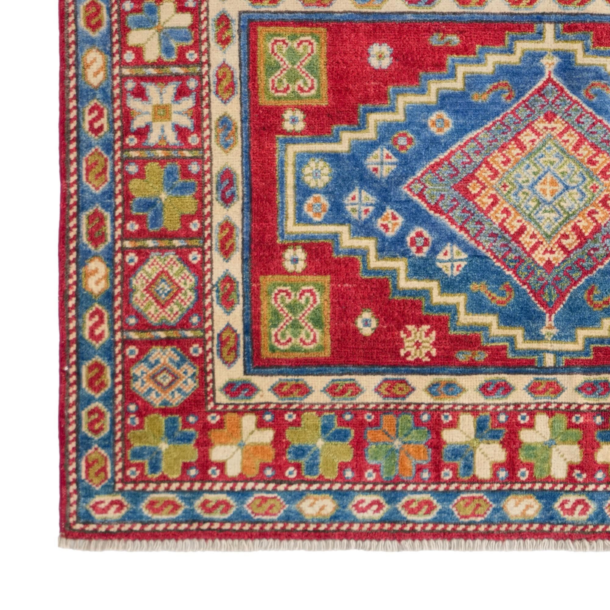 4' x 6' 1 Hand Knotted Kazak Rug