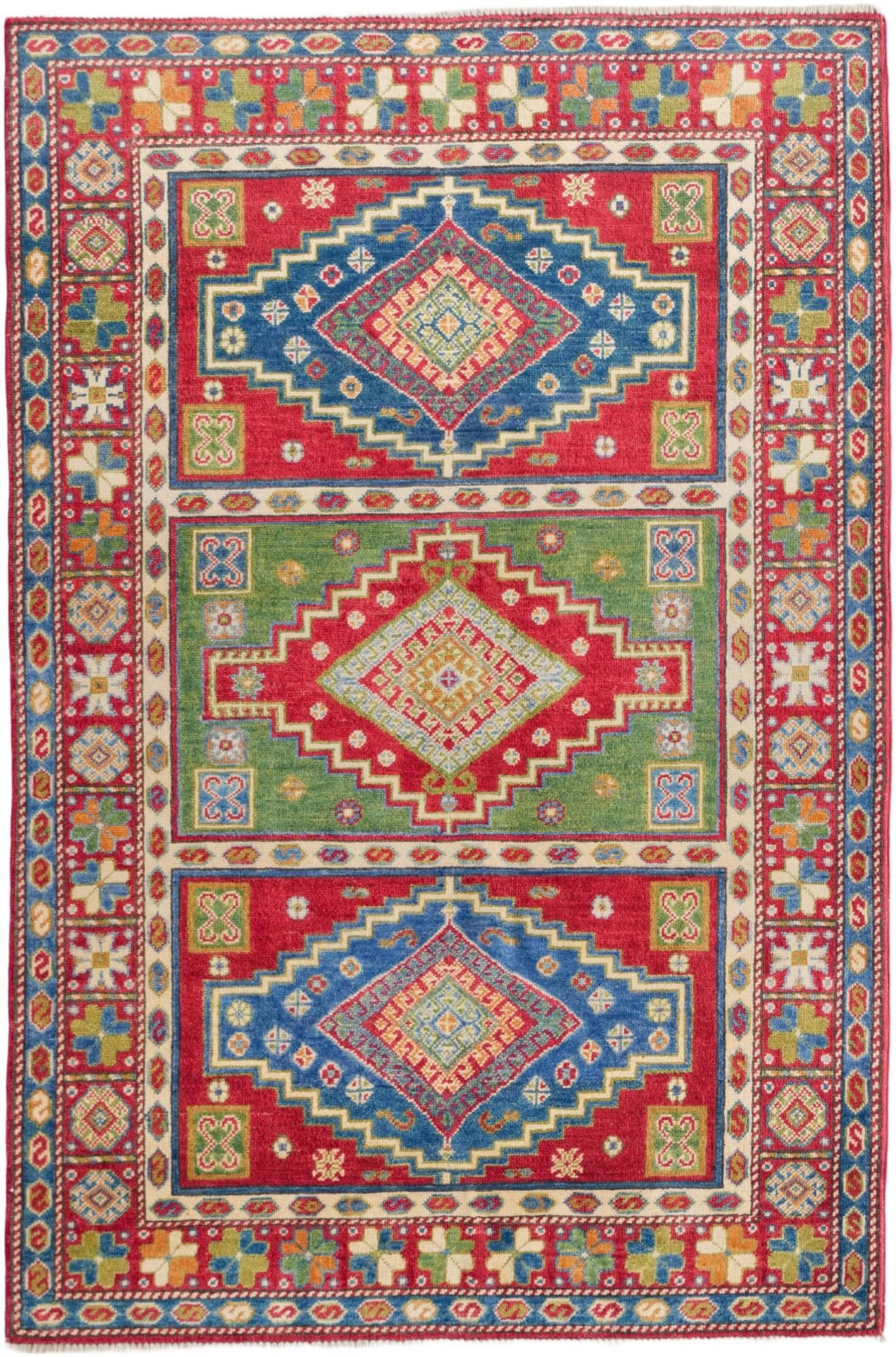4' x 6' 1 Hand Knotted Kazak Rug