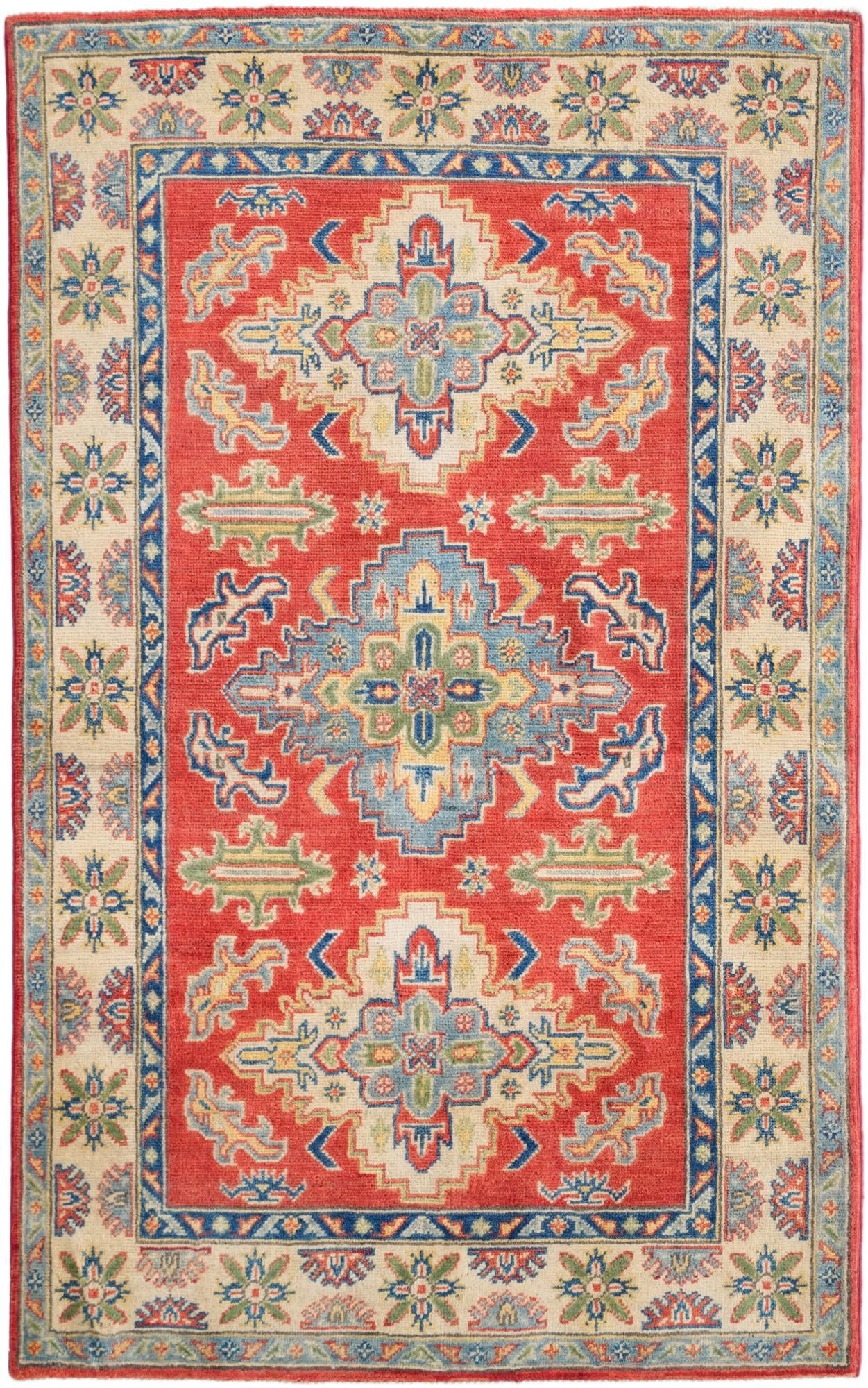 3' 3 x 5' 2 Hand Knotted Kazak Rug